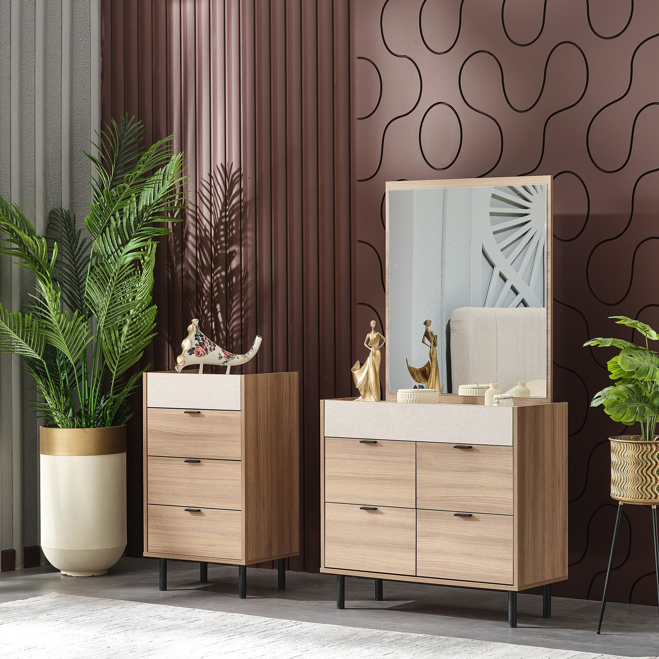 طقم غرفة نوم كينج 6 قطع من سوان- 180x200 سم-hbxbedroom-bedsandbedsets-bedroomsets-king-image-7