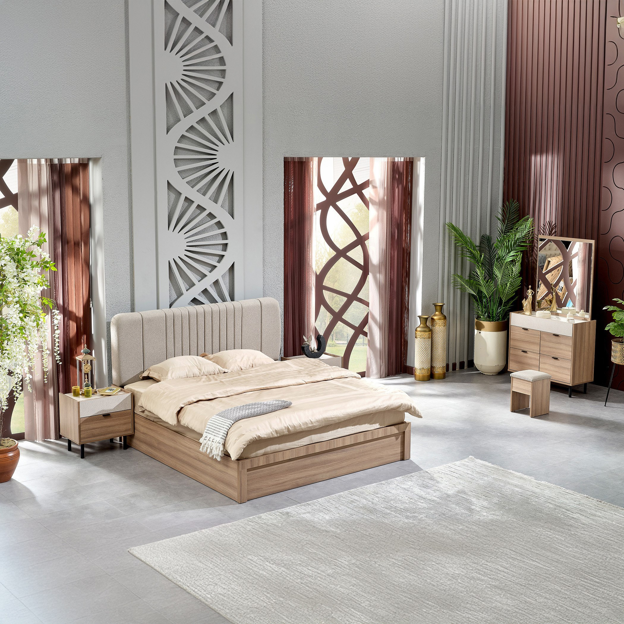طقم غرفة نوم كينج 6 قطع من سوان- 180x200 سم-hbxbedroom-bedsandbedsets-bedroomsets-king-image-18