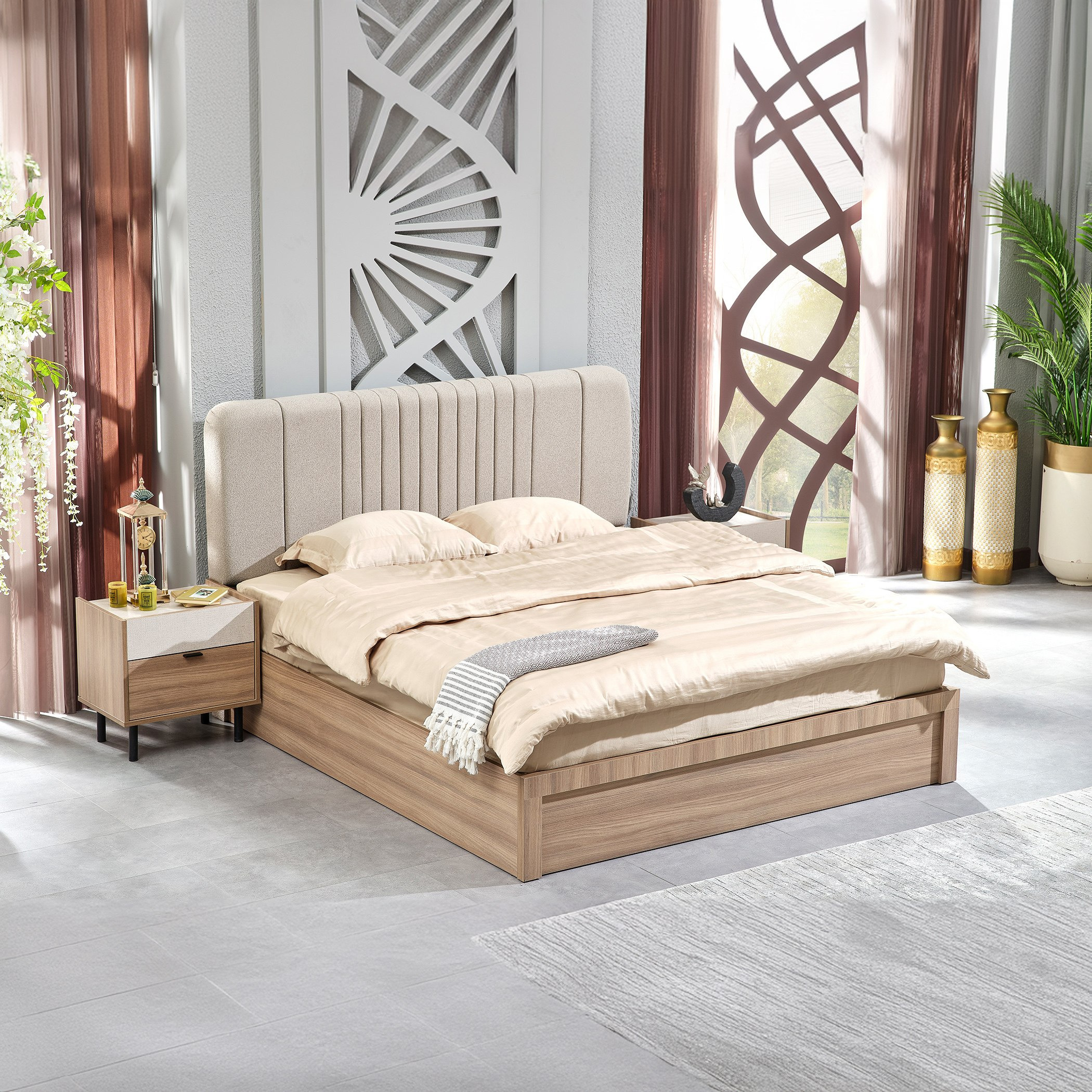 طقم غرفة نوم كينج 6 قطع من سوان- 180x200 سم-hbxbedroom-bedsandbedsets-bedroomsets-king-image-3
