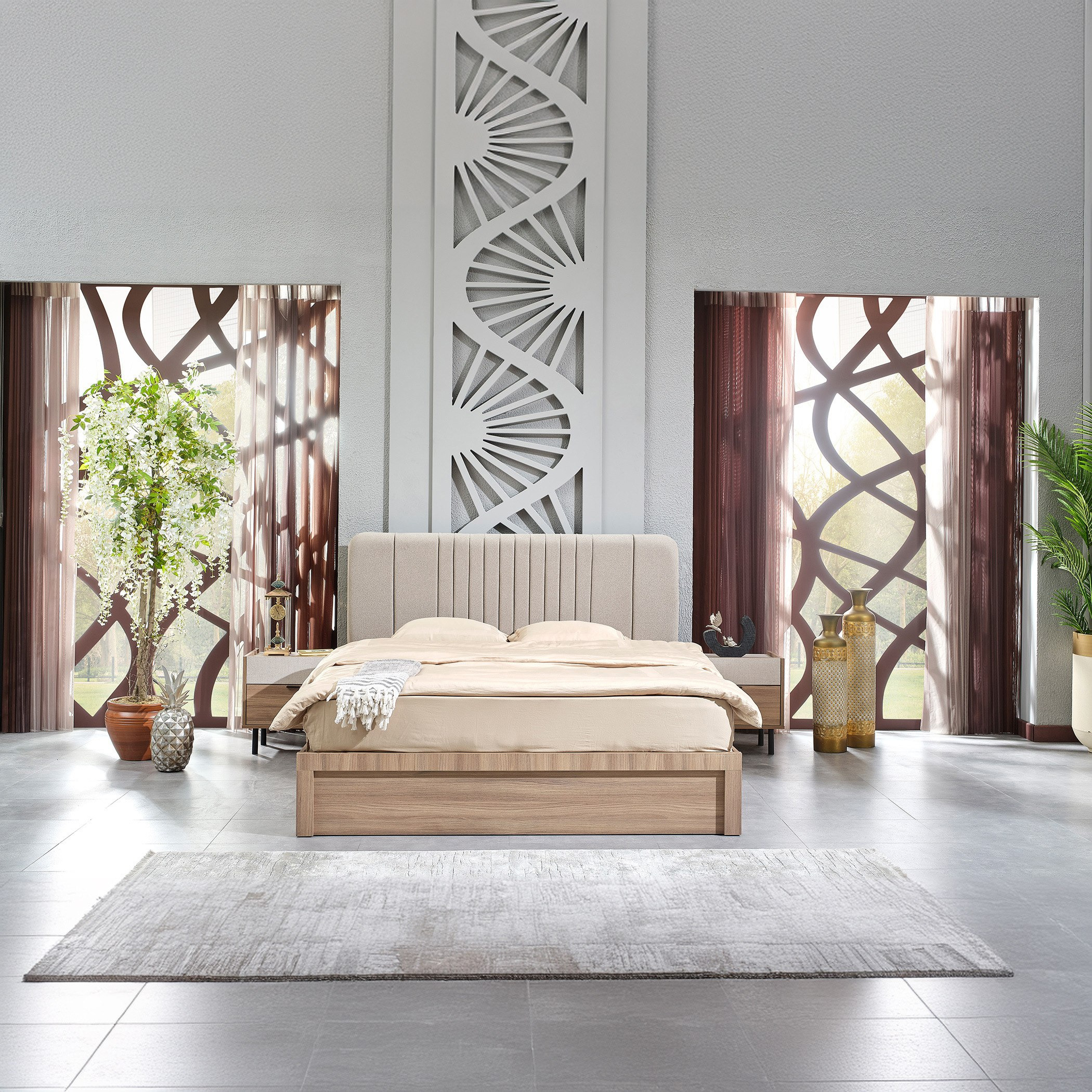 طقم غرفة نوم كينج 6 قطع من سوان- 180x200 سم-hbxbedroom-bedsandbedsets-bedroomsets-king-image-2