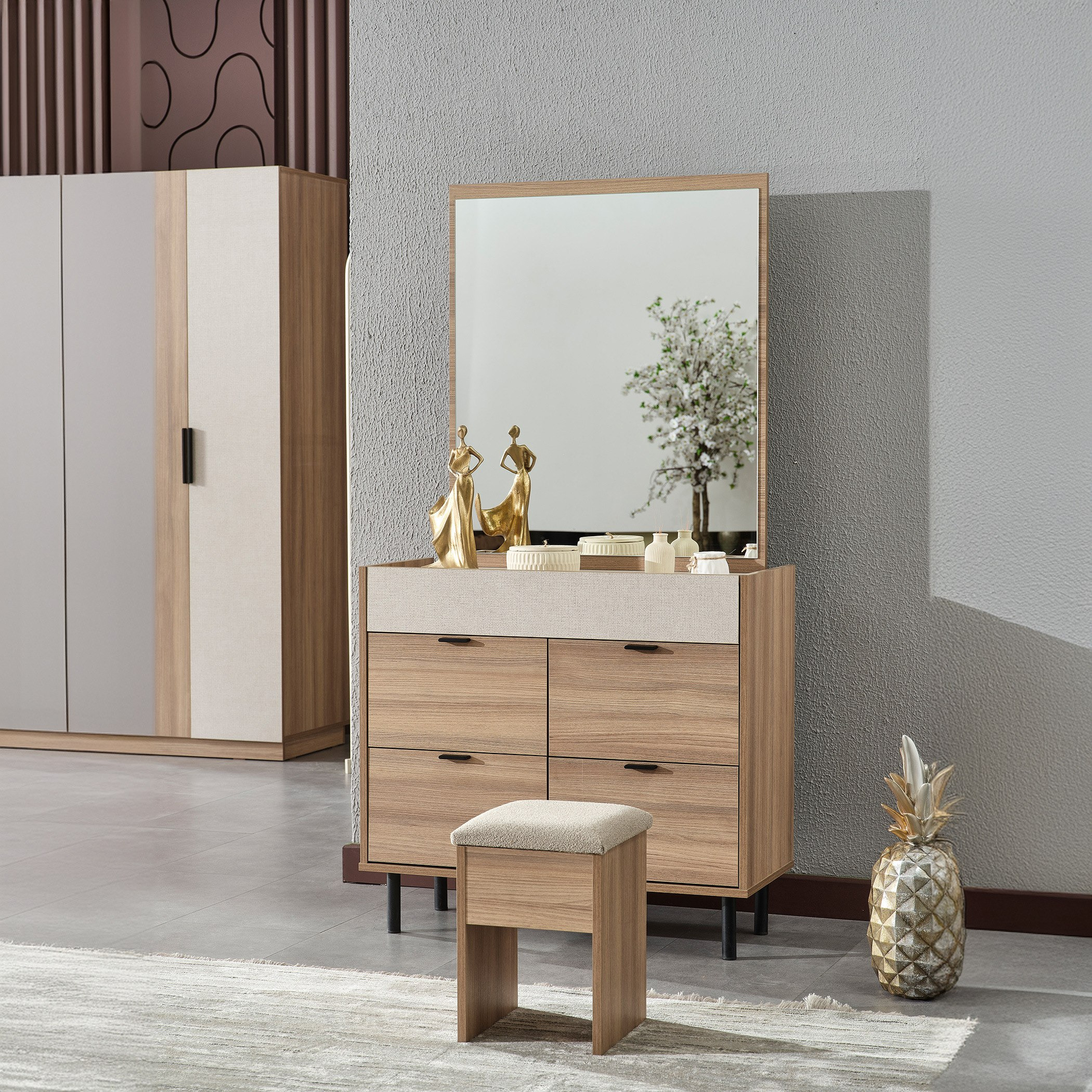 طقم غرفة نوم كينج 6 قطع من سوان- 180x200 سم-hbxbedroom-bedsandbedsets-bedroomsets-king-image-6