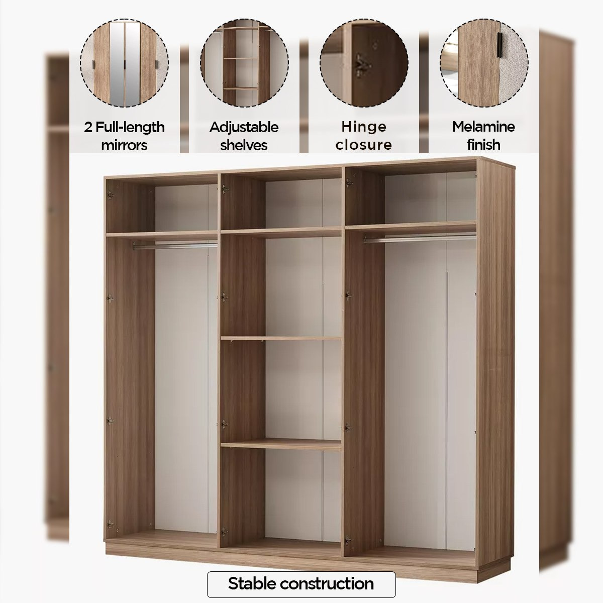 خزانة ملابس 6 أبواب مع 2 مرآة من سوان-hbxfurniture-wardrobes-image-5