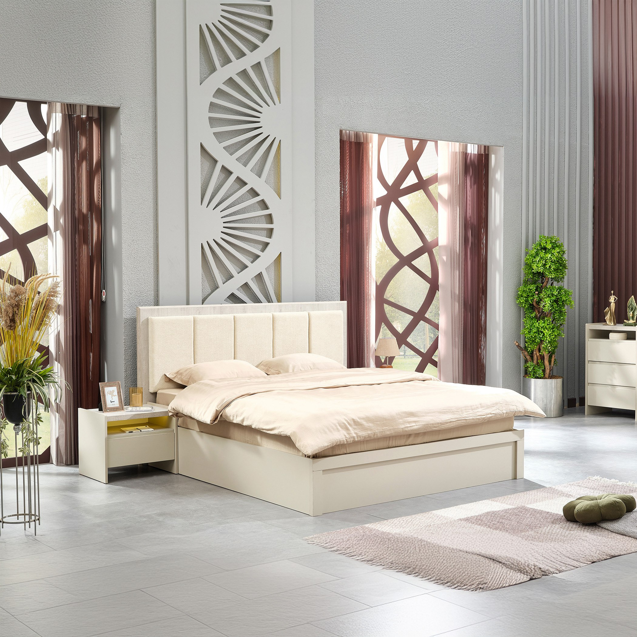 Buy Zeta 6-Piece King Bedroom Set - 180x200 cm Online in UAE Buy Zeta 6-Piece King Bedroom Set - 180x200 cm Online in UAE