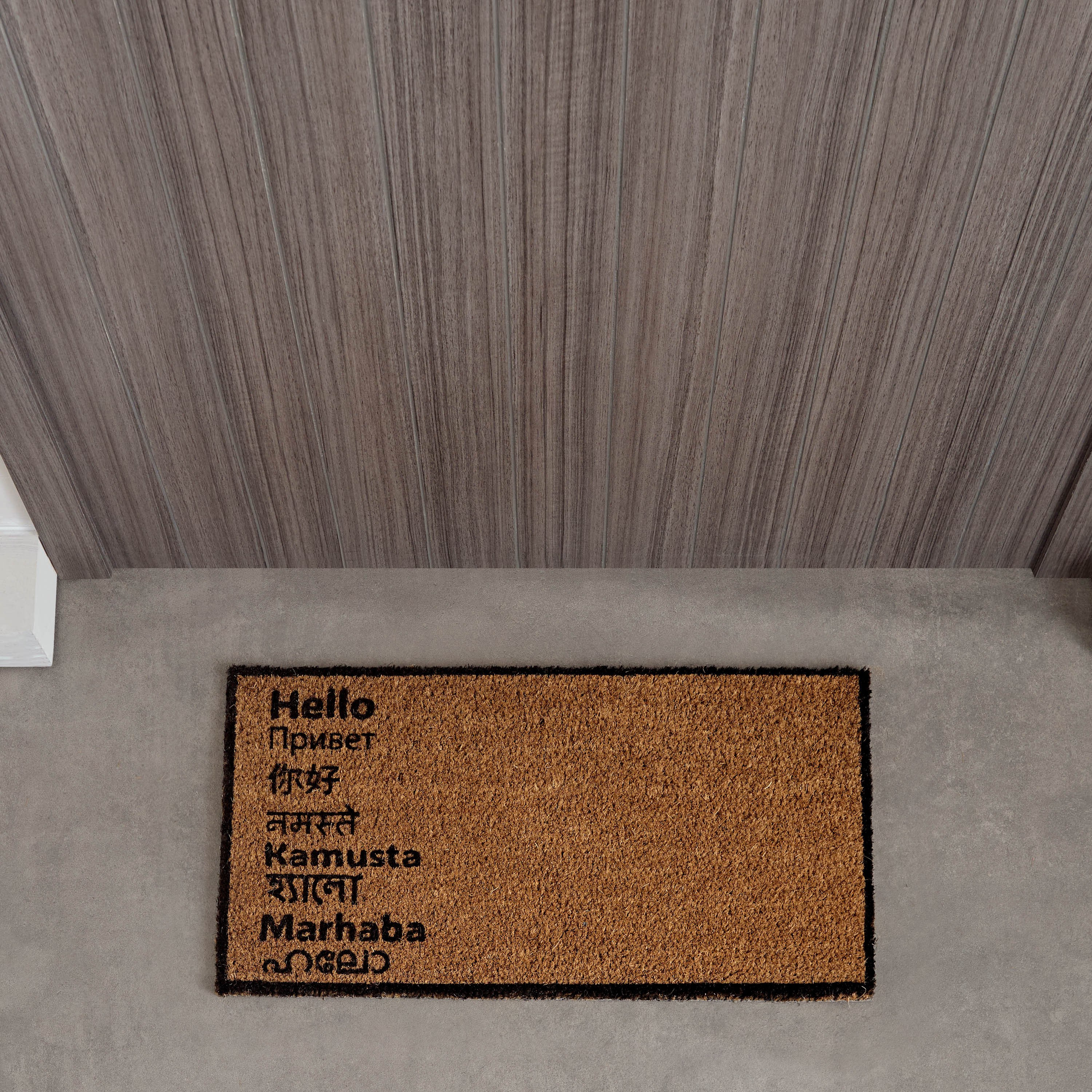 سجادة باب من ألياف جوز الهند بظهر لاتكس وطبعات ويلكم - 60x90 سم-hbxhomeware-hbxoutdoor-image-2