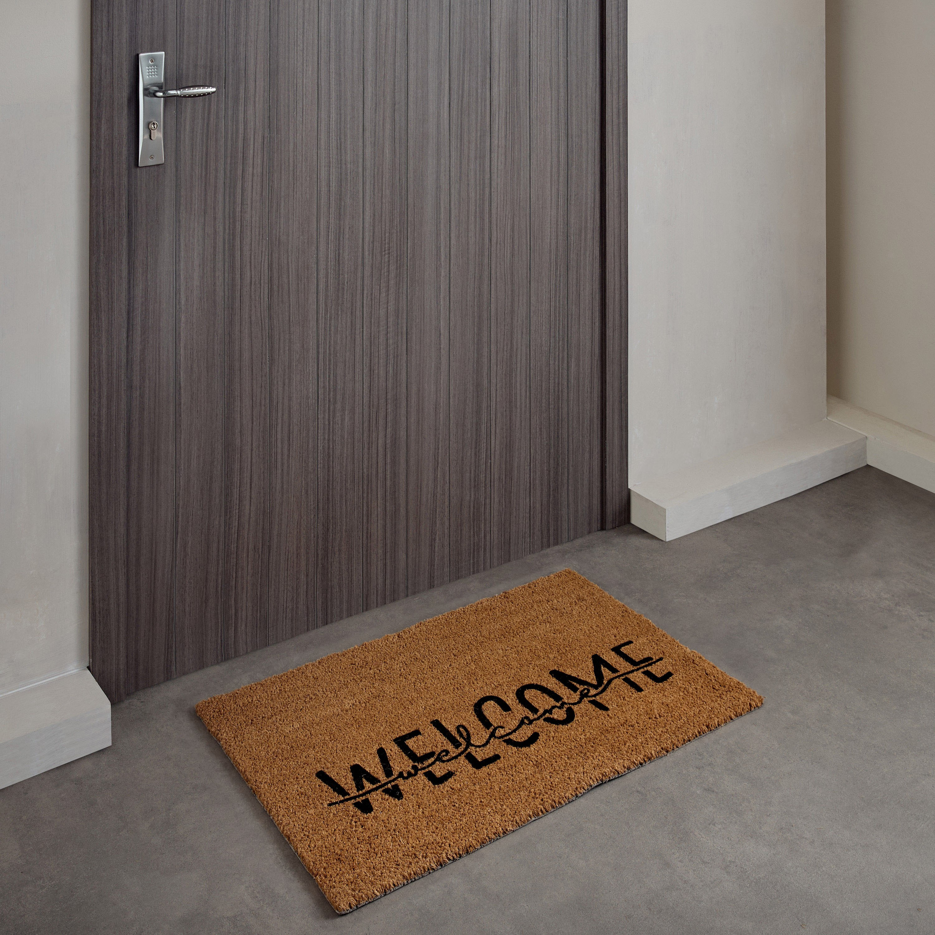سجادة باب من ألياف جوز الهند بظهر لاتكس وطبعات ويلكم - 60x90 سم-hbxhomeware-hbxoutdoor-image-1