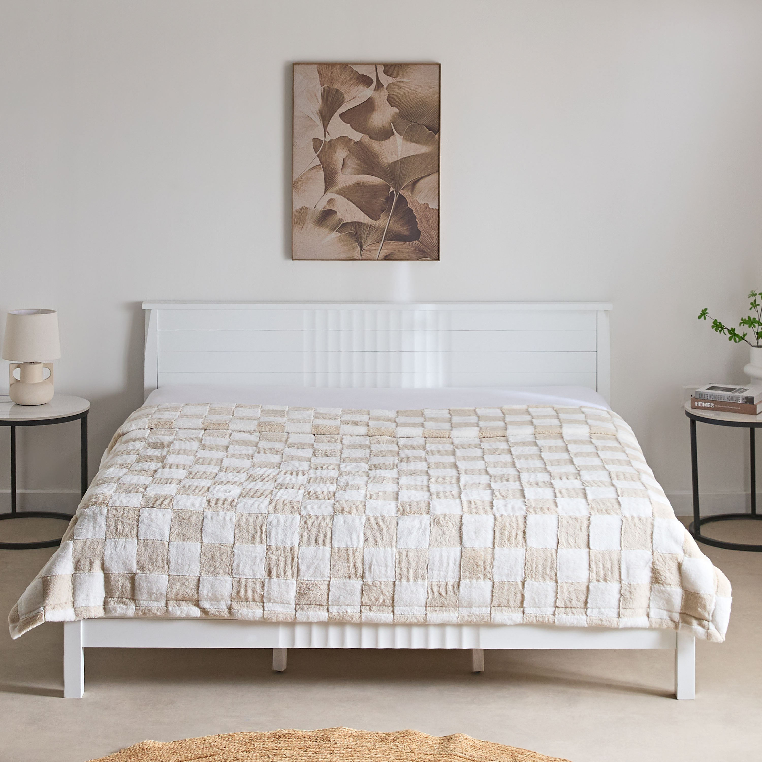 Breda Queen Check Jacquard Rabbit Fur Blanket - 220x240 cm-hbxhomeware-hbxbedroom-image-2