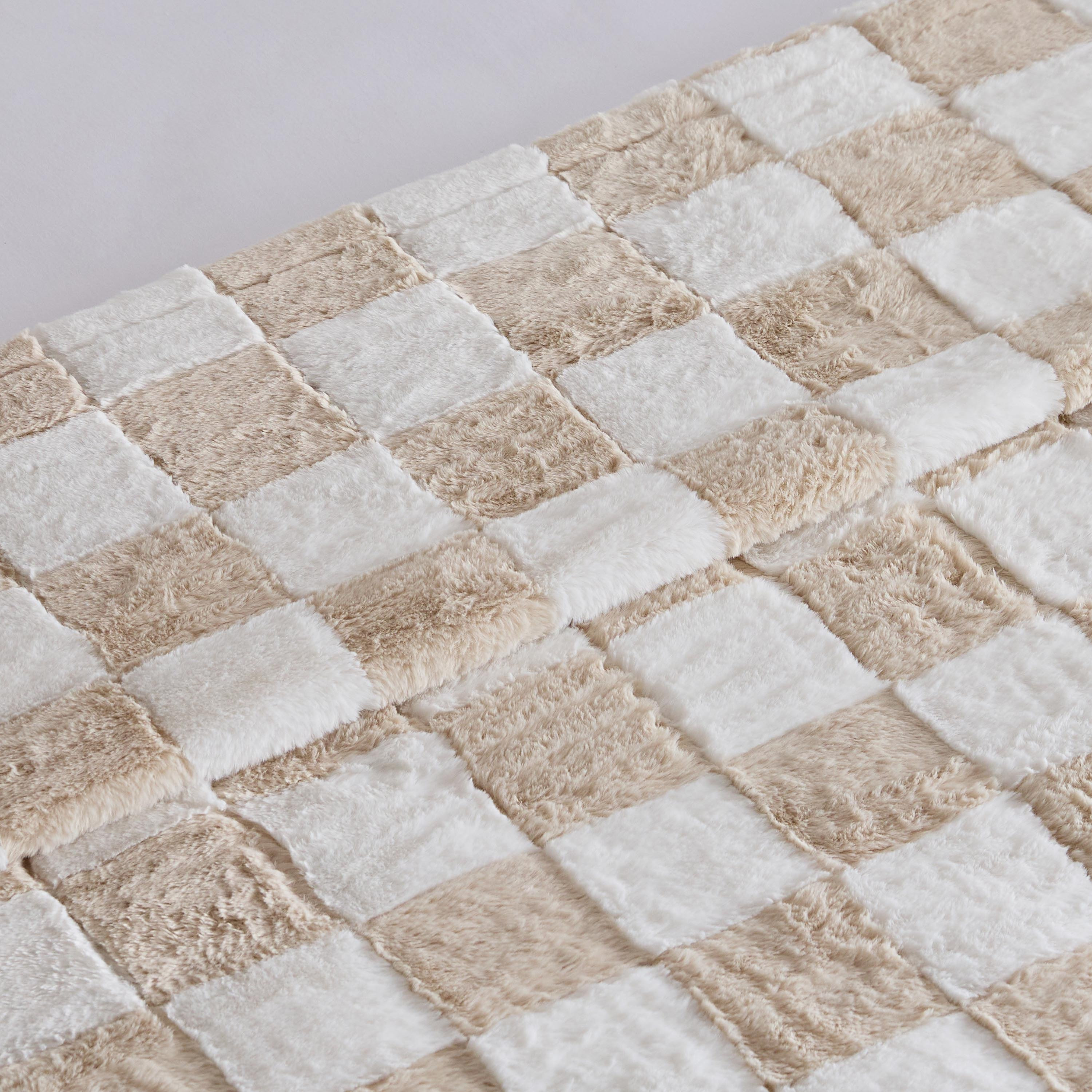Breda Queen Check Jacquard Rabbit Fur Blanket - 220x240 cm-hbxhomeware-hbxbedroom-image-3