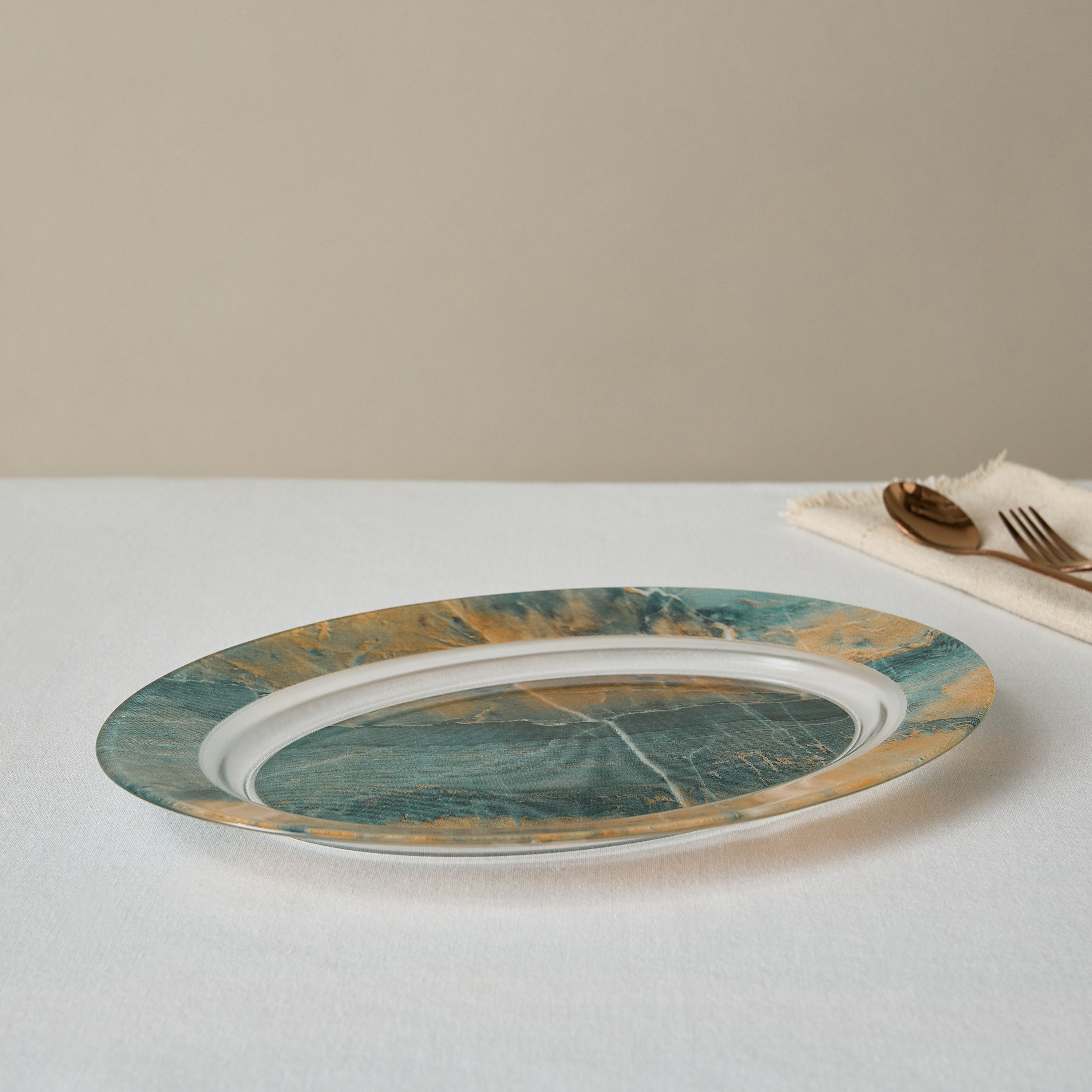 Luminarc Glass Granitelia Oval Platter - 35 cm-hbxdecorandfurnishings-tabletop-crockery-image-1