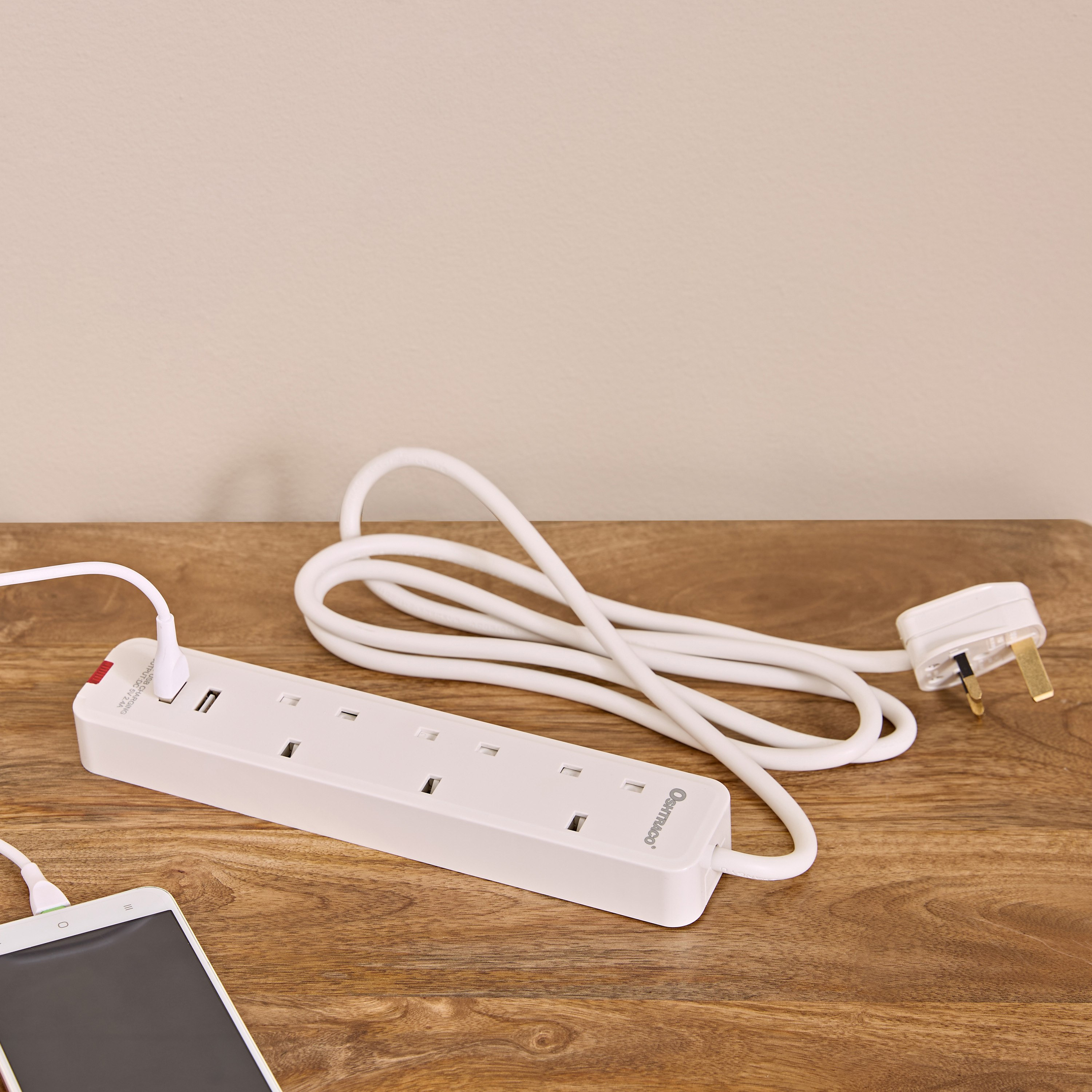 Oshtraco 3 Way UK Type Extension Cord - 15 m-hbxbedroom-lighting-lightingaccessories-image-2