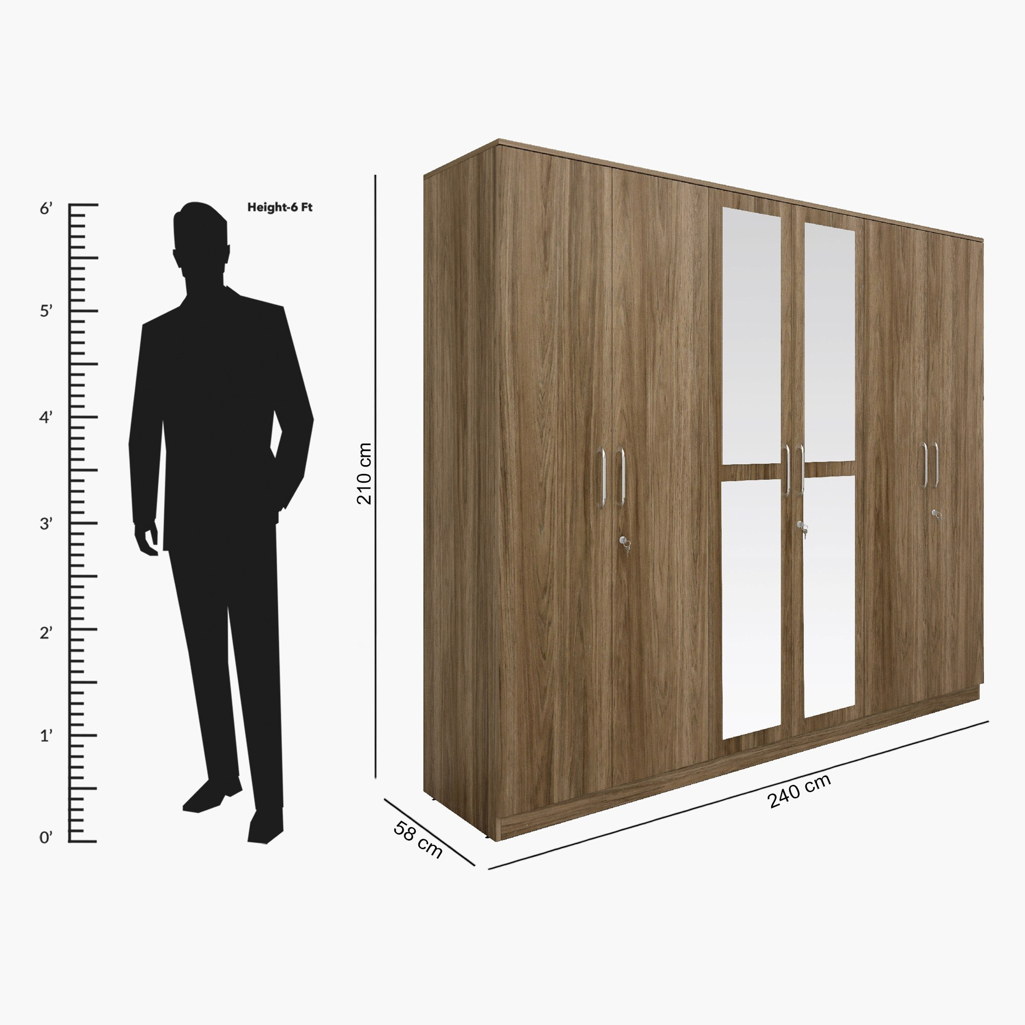 خزانة ملابس 6 أبواب بـ2 درج ومرآة من هيلتون-hbxfurniture-wardrobes-image-14