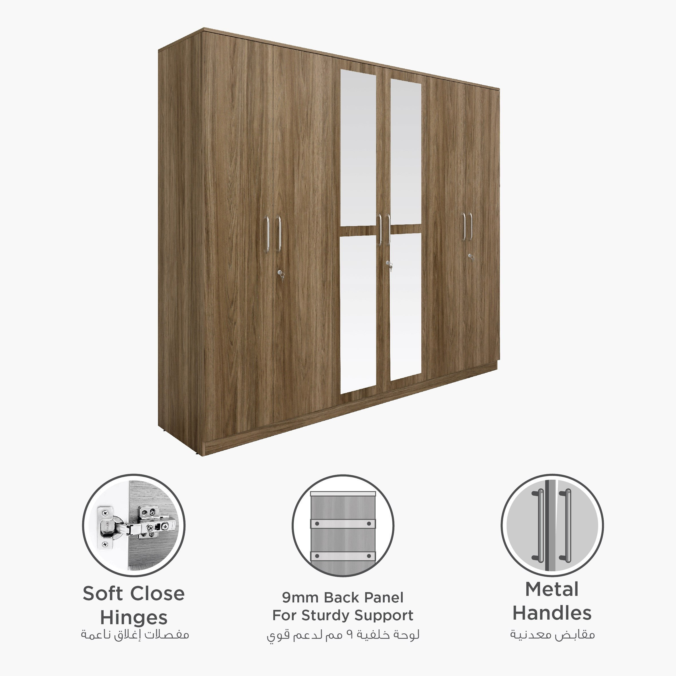 خزانة ملابس 6 أبواب بـ2 درج ومرآة من هيلتون-hbxfurniture-wardrobes-image-5
