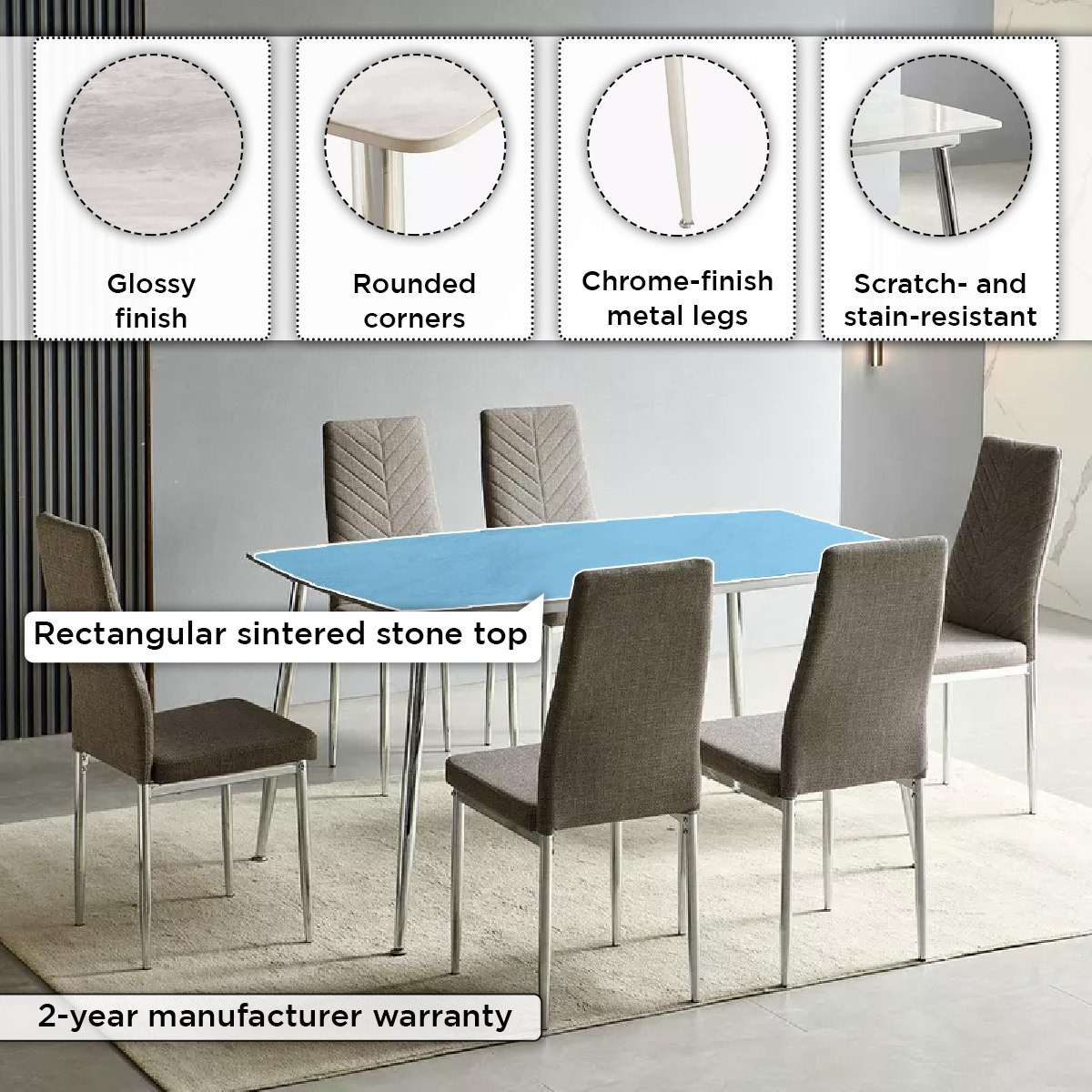 Ciyan 6-Seater Sintered Stone Dining Set-hbxfurniture-diningtablesandsets-diningsets-sixseater-image-4