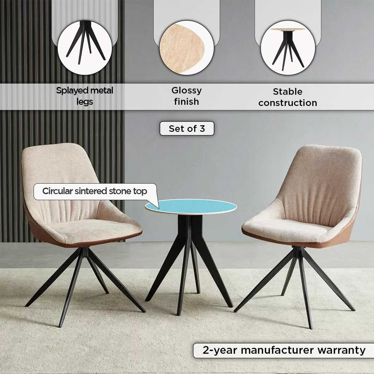 Hamilton 3-Piece Tea Table and Chair Set-hbxfurniture-diningtablesandsets-diningsets-twoseater-image-4