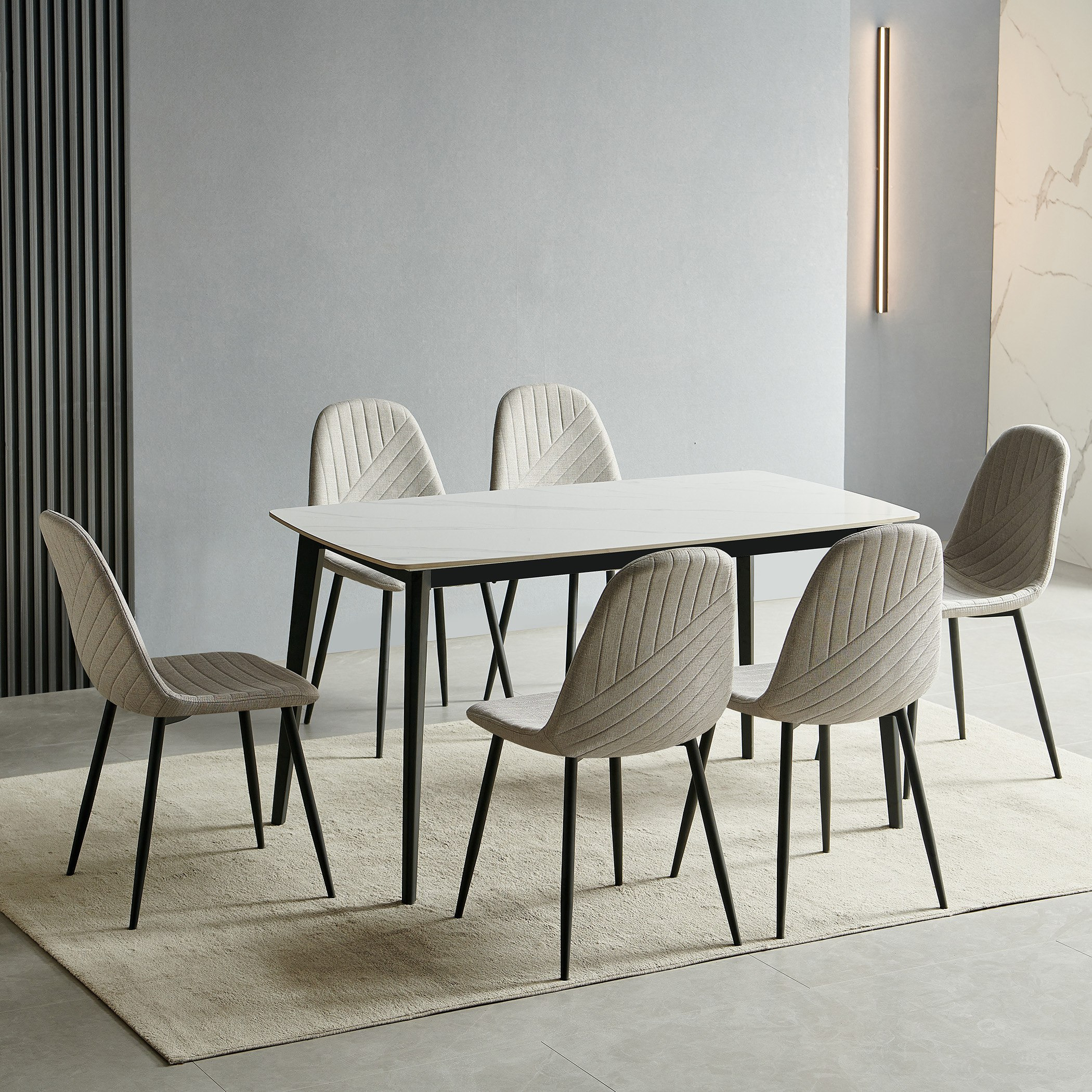 طقم سفرة من الحجر الملبد 6 مقاعد من ستار-hbxfurniture-diningtablesandsets-diningsets-sixseater-image-1