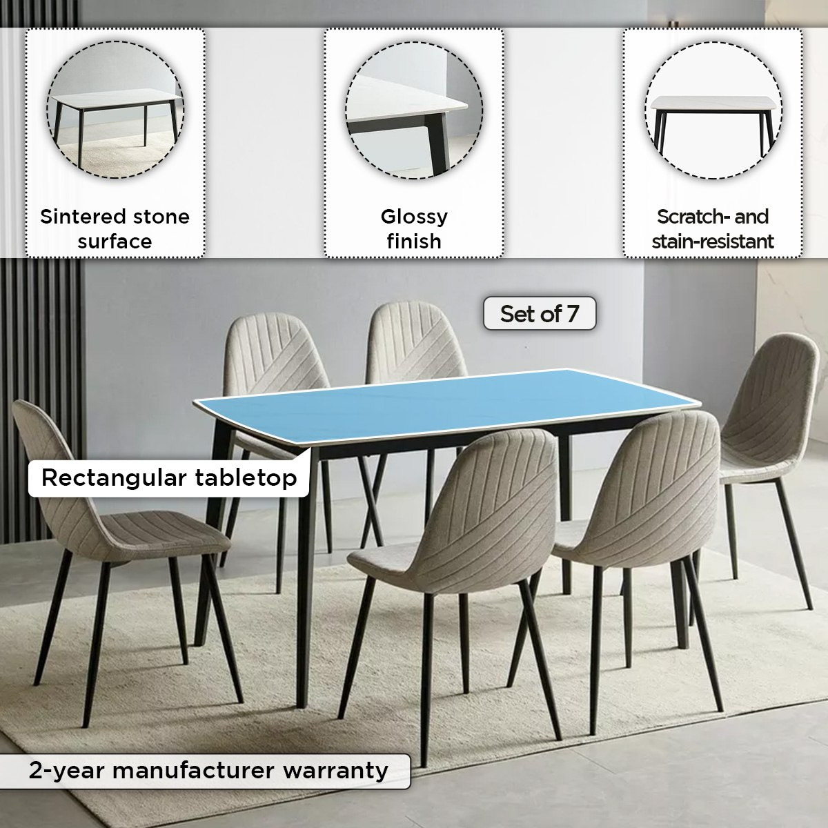 طقم سفرة من الحجر الملبد 6 مقاعد من ستار-hbxfurniture-diningtablesandsets-diningsets-sixseater-image-4
