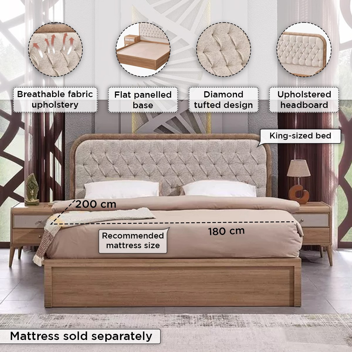 طقم غرفة نوم كينج 6 قطع من لوريتا- 180x200 سم-hbxbedroom-bedsandbedsets-bedroomsets-king-image-4