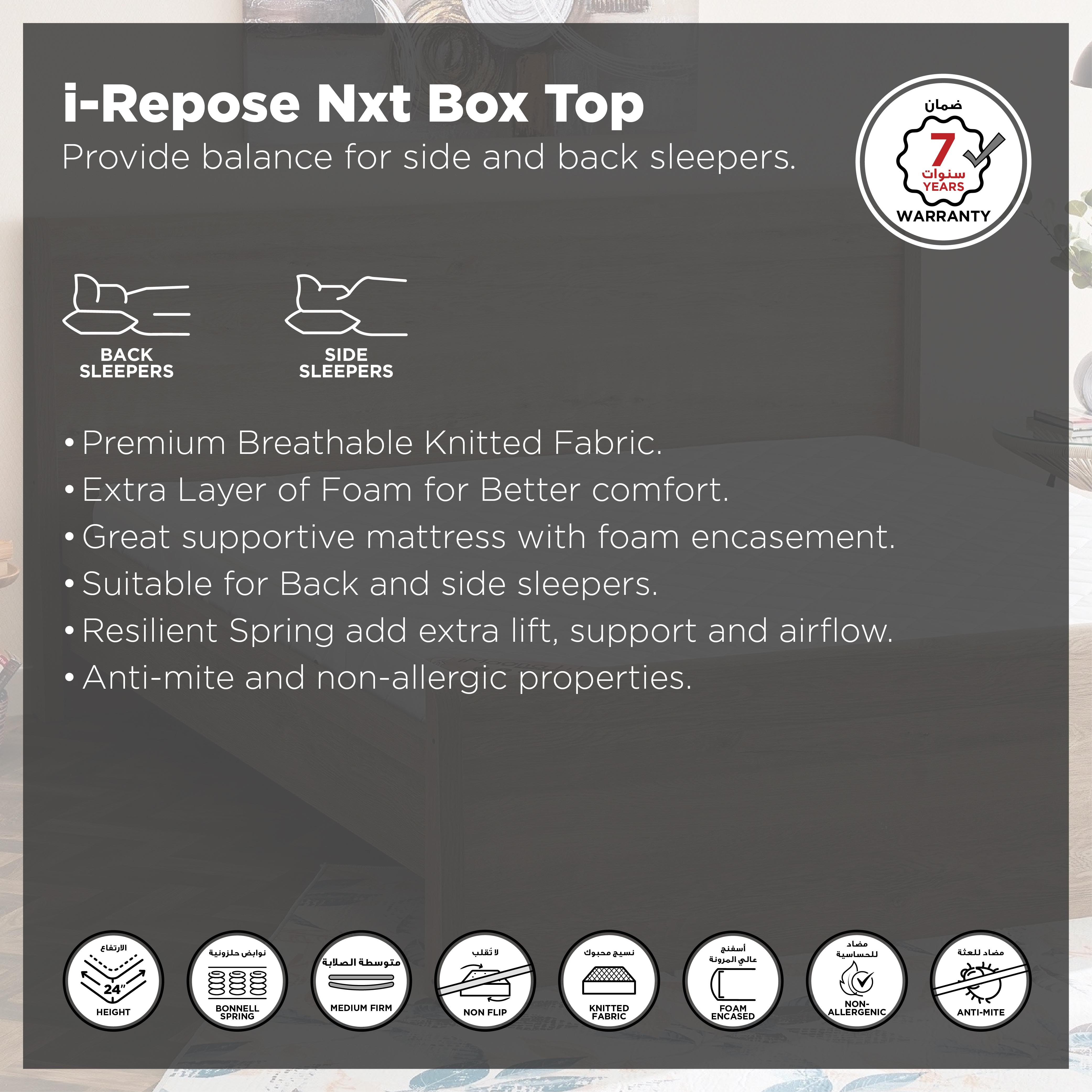 SleepNest iRepose Nxt Box Top Medium Firm Bonnell Spring King Mattress - 180x200x24 cm-hbxfurniture-mattresses-king-image-3