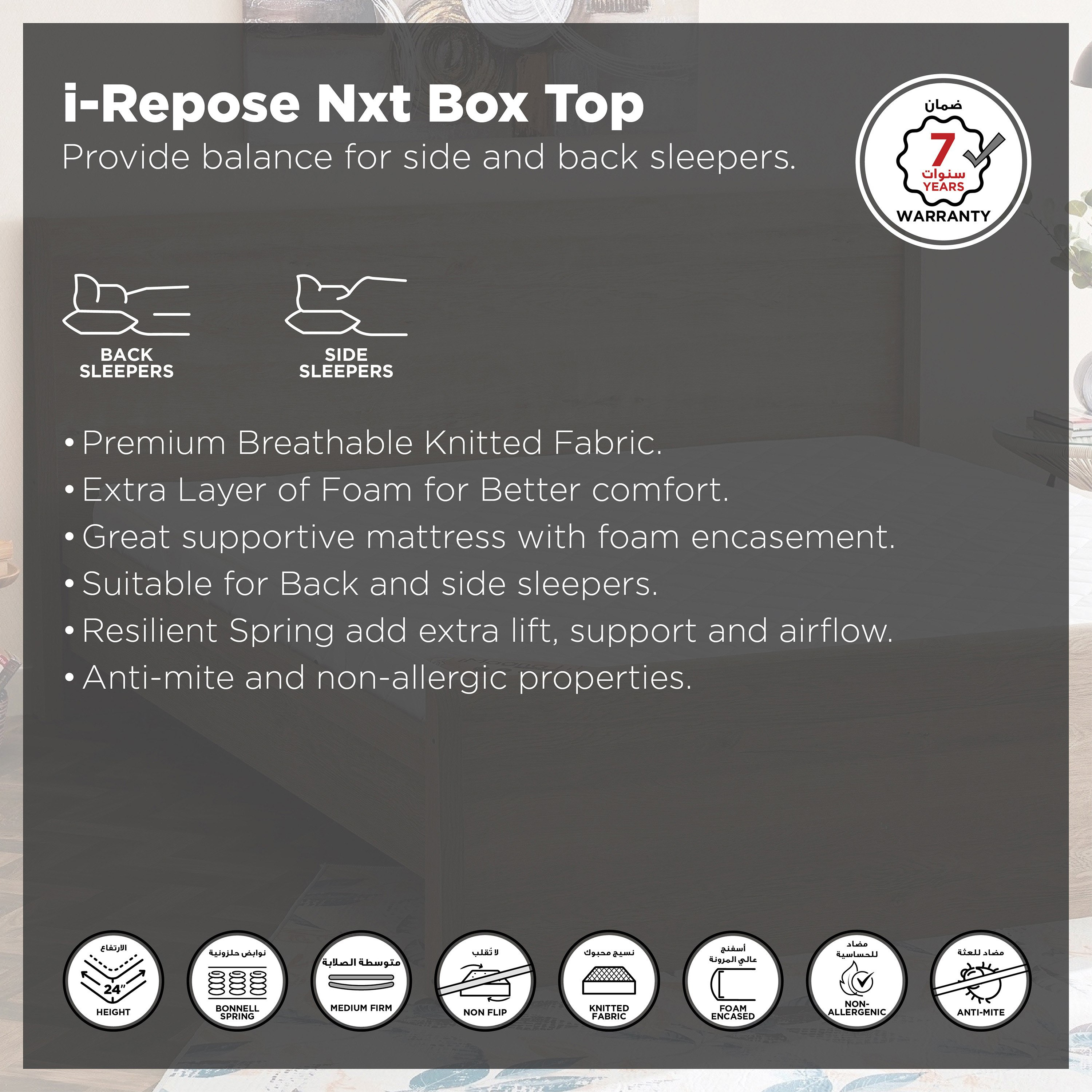 SleepNest iRepose Nxt Box Top Medium Firm Bonnell Spring King Mattress - 180x210x24 cm-hbxfurniture-mattresses-king-image-3