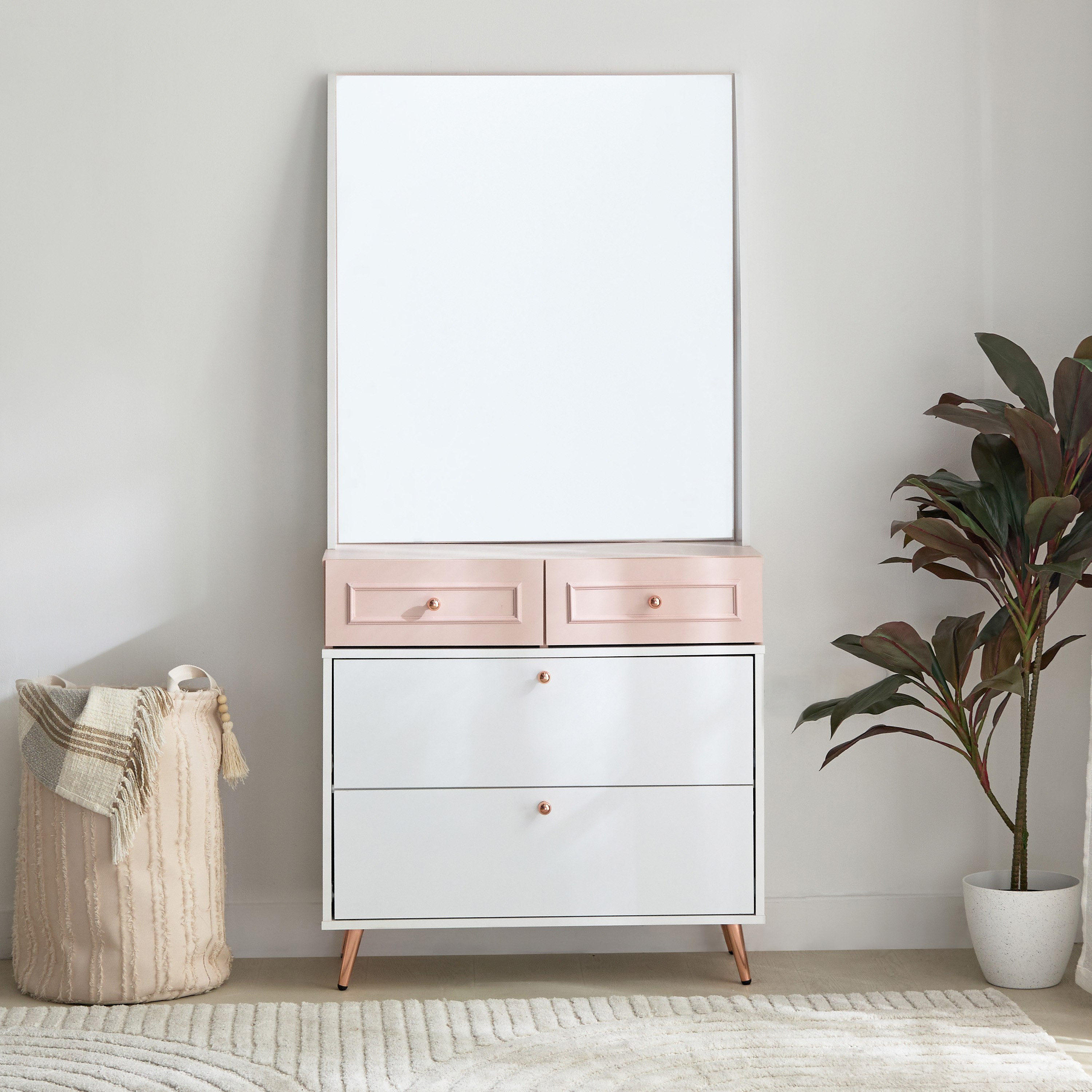 طاولة تزيين 4 أدراج مع مرآة -كارمين من موڤو-hbxfurniture-kidsroom-kidsdressersandmirrors-image-3