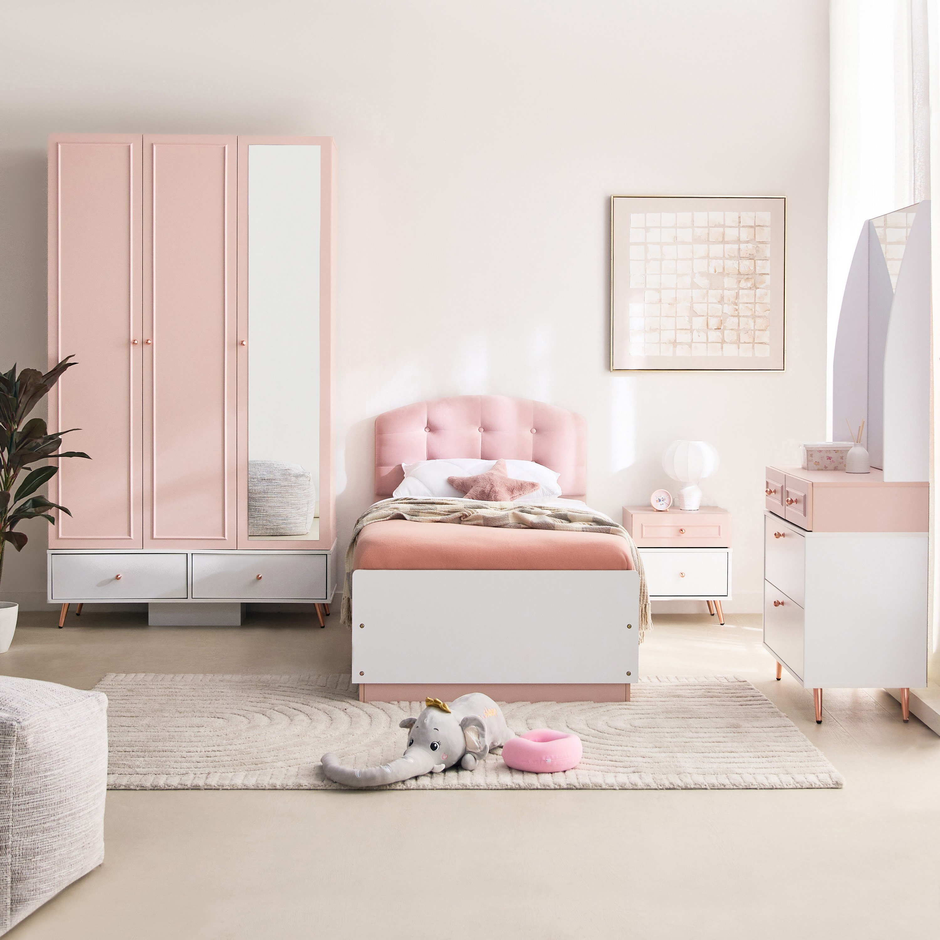 Movo Carmine Single Bed with Upholstered Headboard - 90x200 cm-hbxkidsandyouth-bedsandbedsets-beds-single-image-8