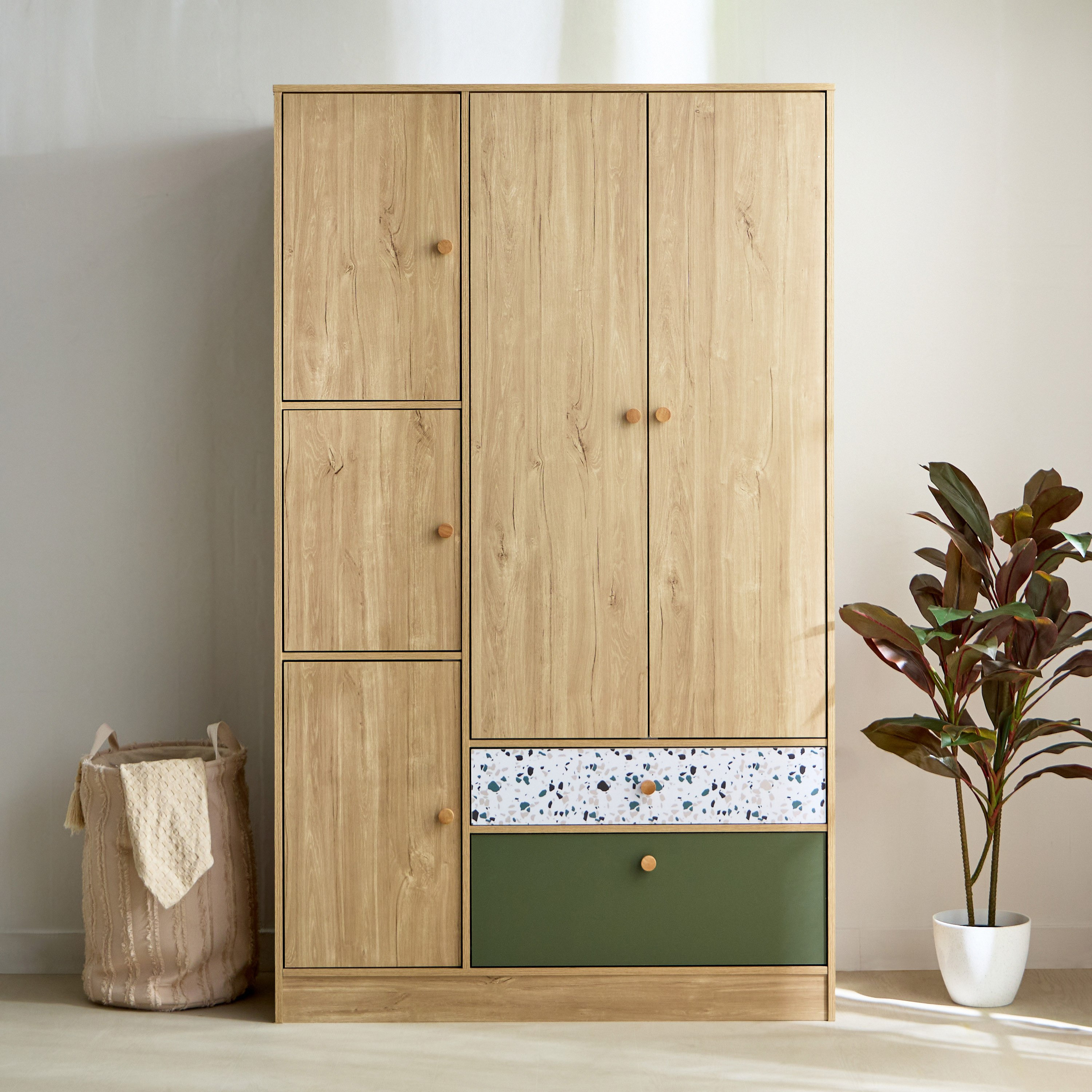 خزانة ملابس 5 أبواب مع درجين - فيرن من موڤو-hbxfurniture-wardrobes-image-2