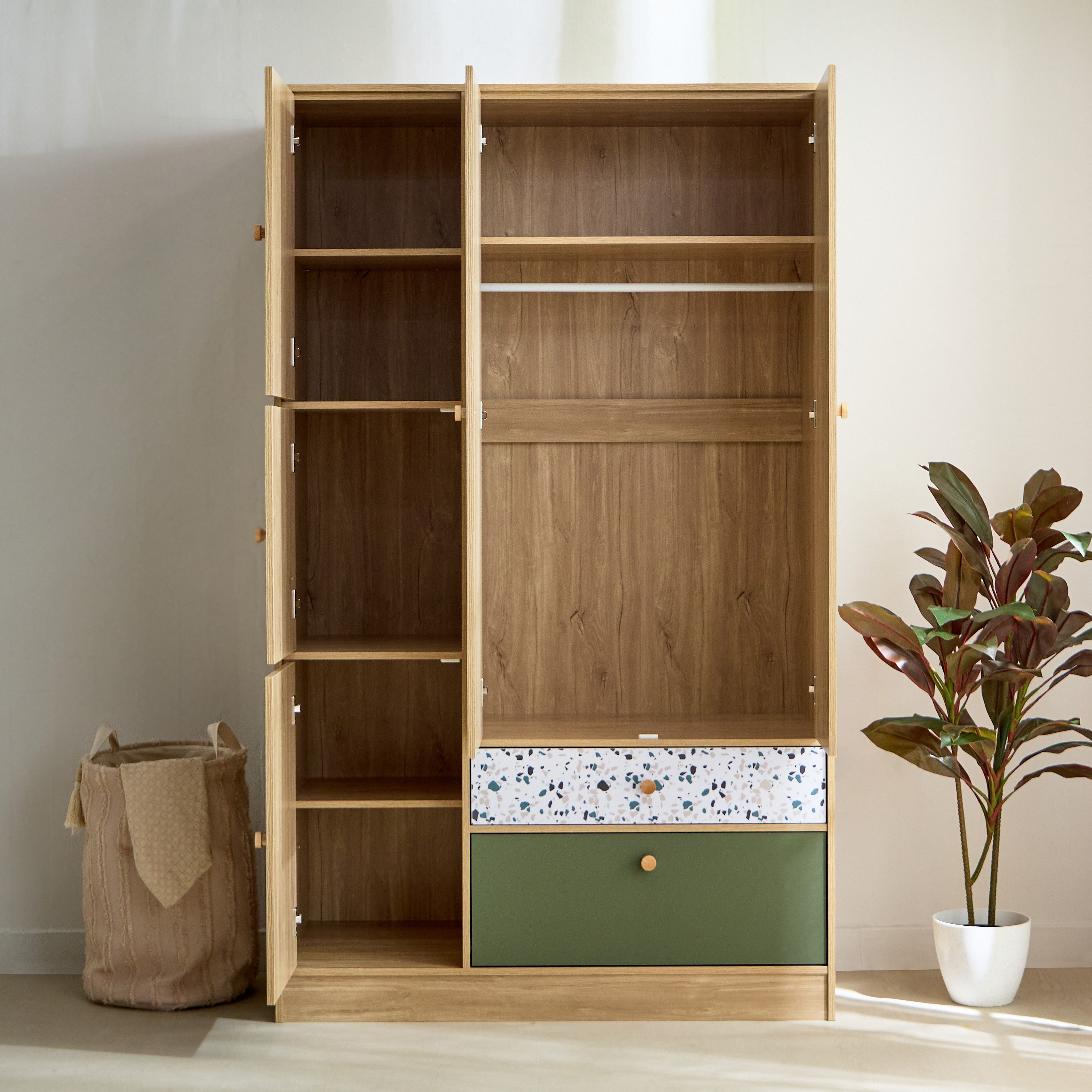 خزانة ملابس 5 أبواب مع درجين - فيرن من موڤو-hbxfurniture-wardrobes-image-5