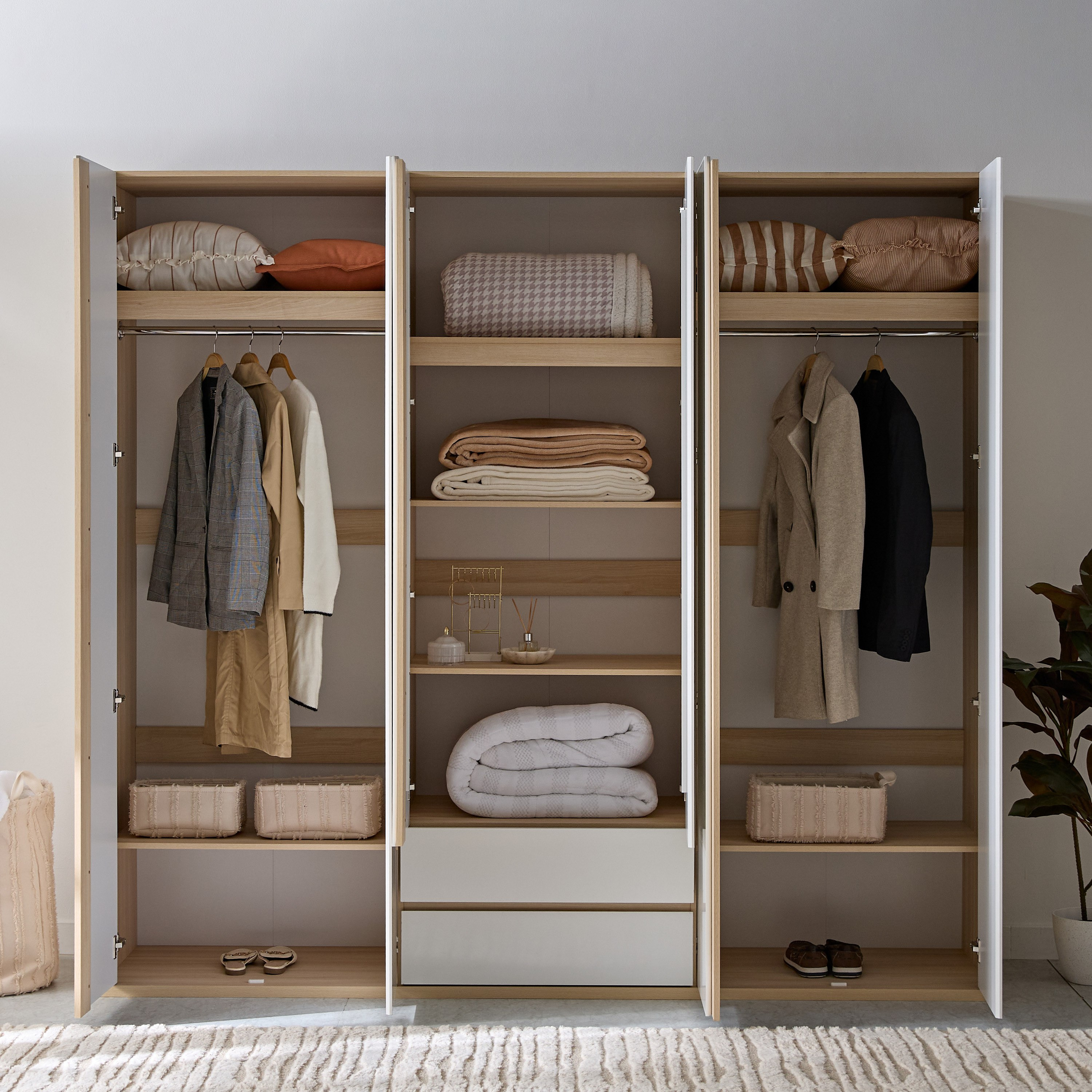 Artisan 6-Door Wardrobe with 2 Drawers and Mirror-hbxfurniture-wardrobes-image-3