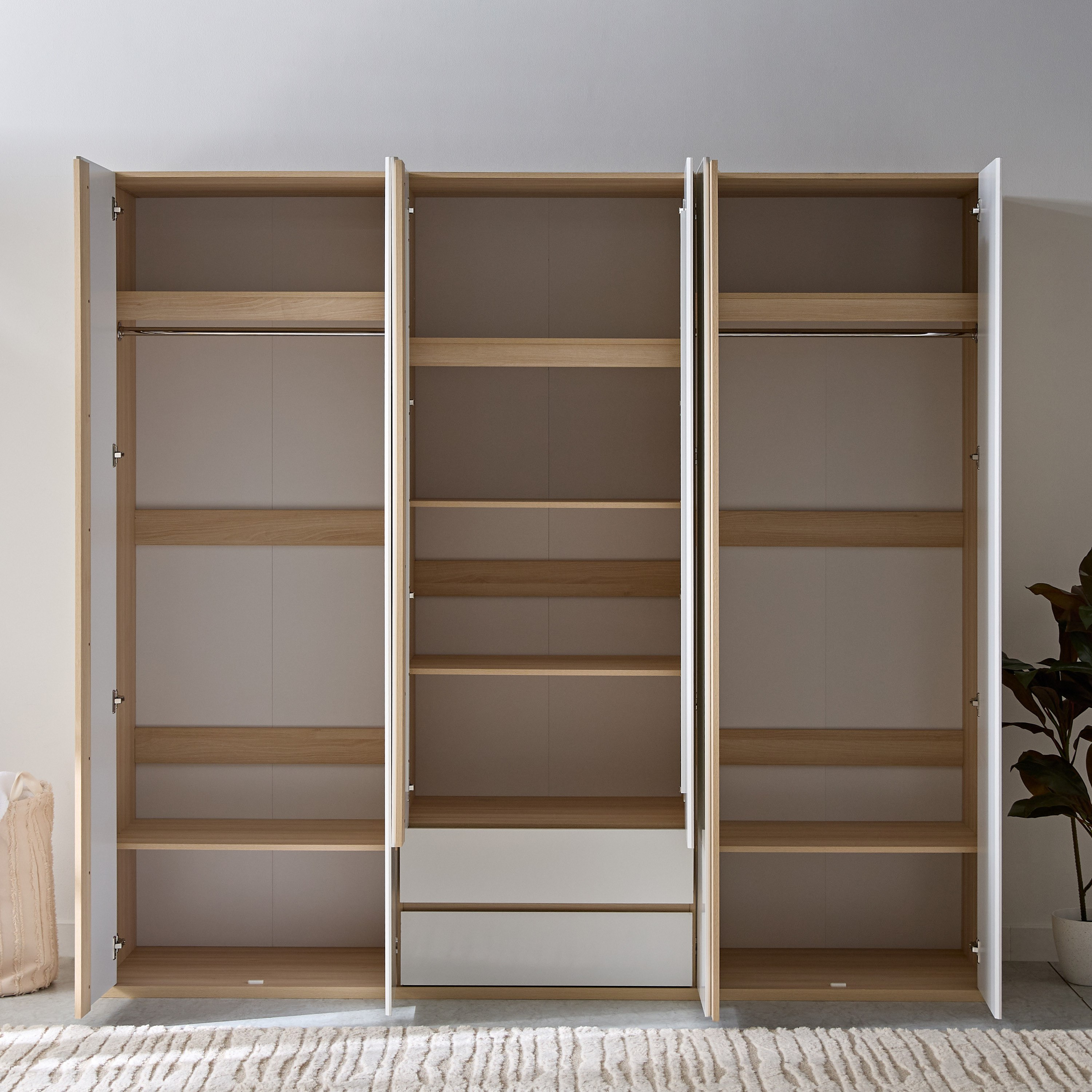 Artisan 6-Door Wardrobe with 2 Drawers and Mirror-hbxfurniture-wardrobes-image-5