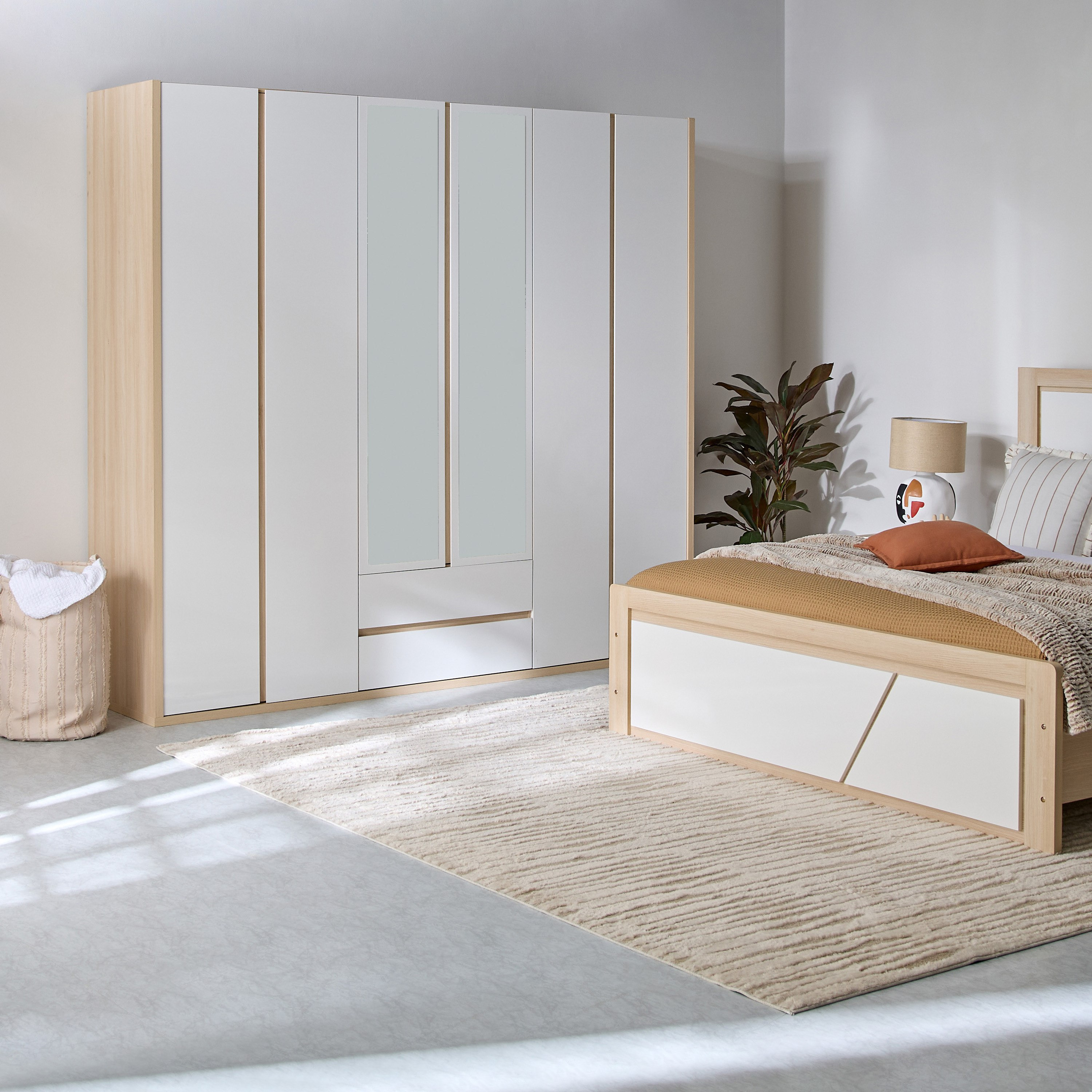 Artisan 6-Door Wardrobe with 2 Drawers and Mirror-hbxfurniture-wardrobes-image-10