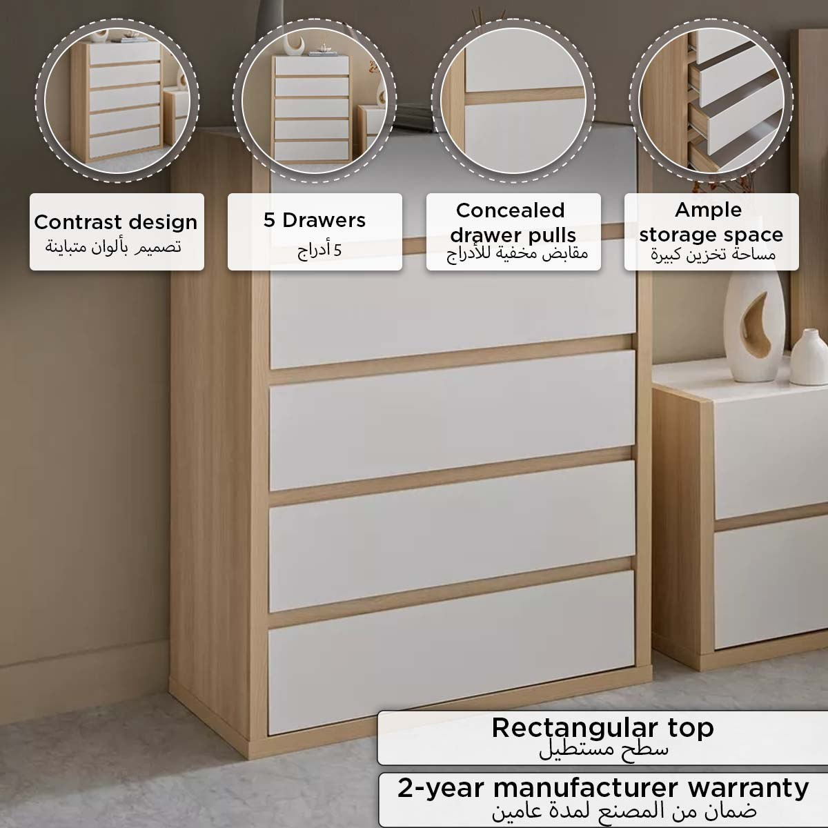 Artisan Chest of 5 Drawers-hbxfurniture-dressersandchests-chestofdrawers-image-4