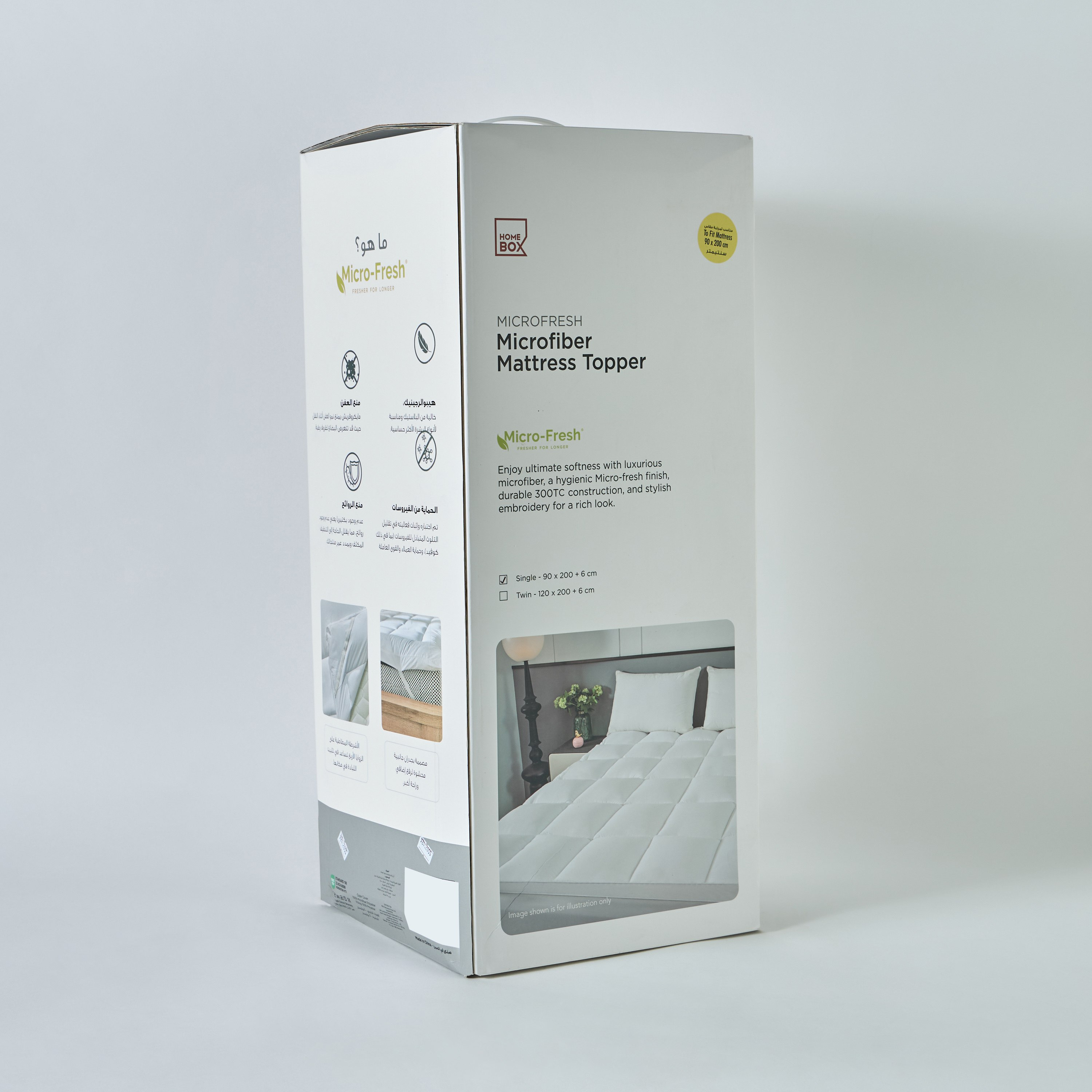 MicroFresh 300TC Soft Microfiber Twin Mattress Topper - 120x200+6 cm-hbxhomeware-hbxbedroom-image-8