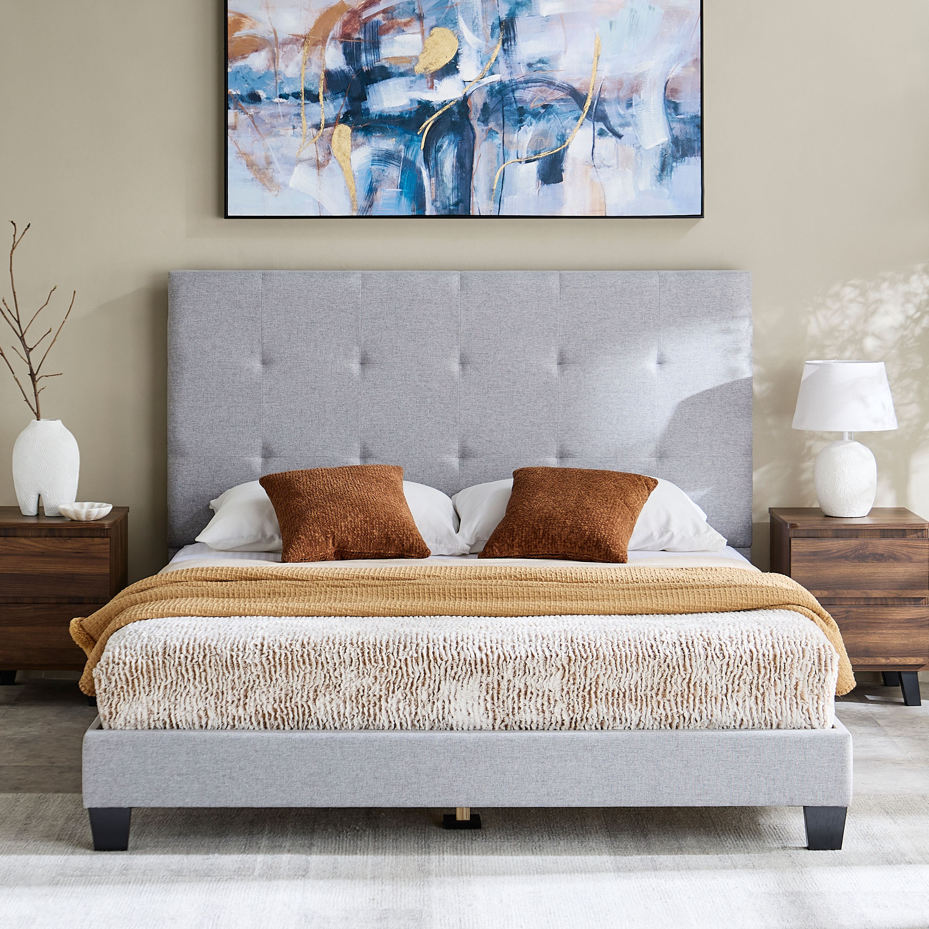 Movo Kulltorp Smart Upholstered Queen Bed - 160x200 cm-hbxbedroom-bedsandbedsets-beds-queen-image-2