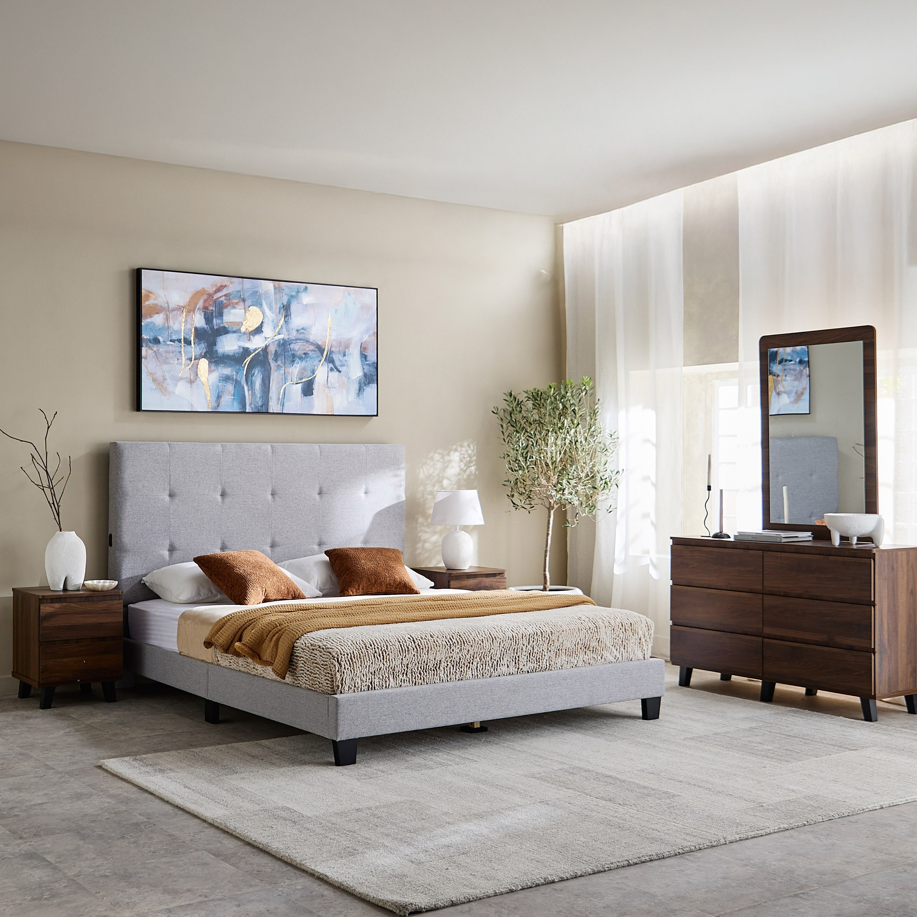 Movo Kulltorp Smart Upholstered Queen Bed - 160x200 cm-hbxbedroom-bedsandbedsets-beds-queen-image-9