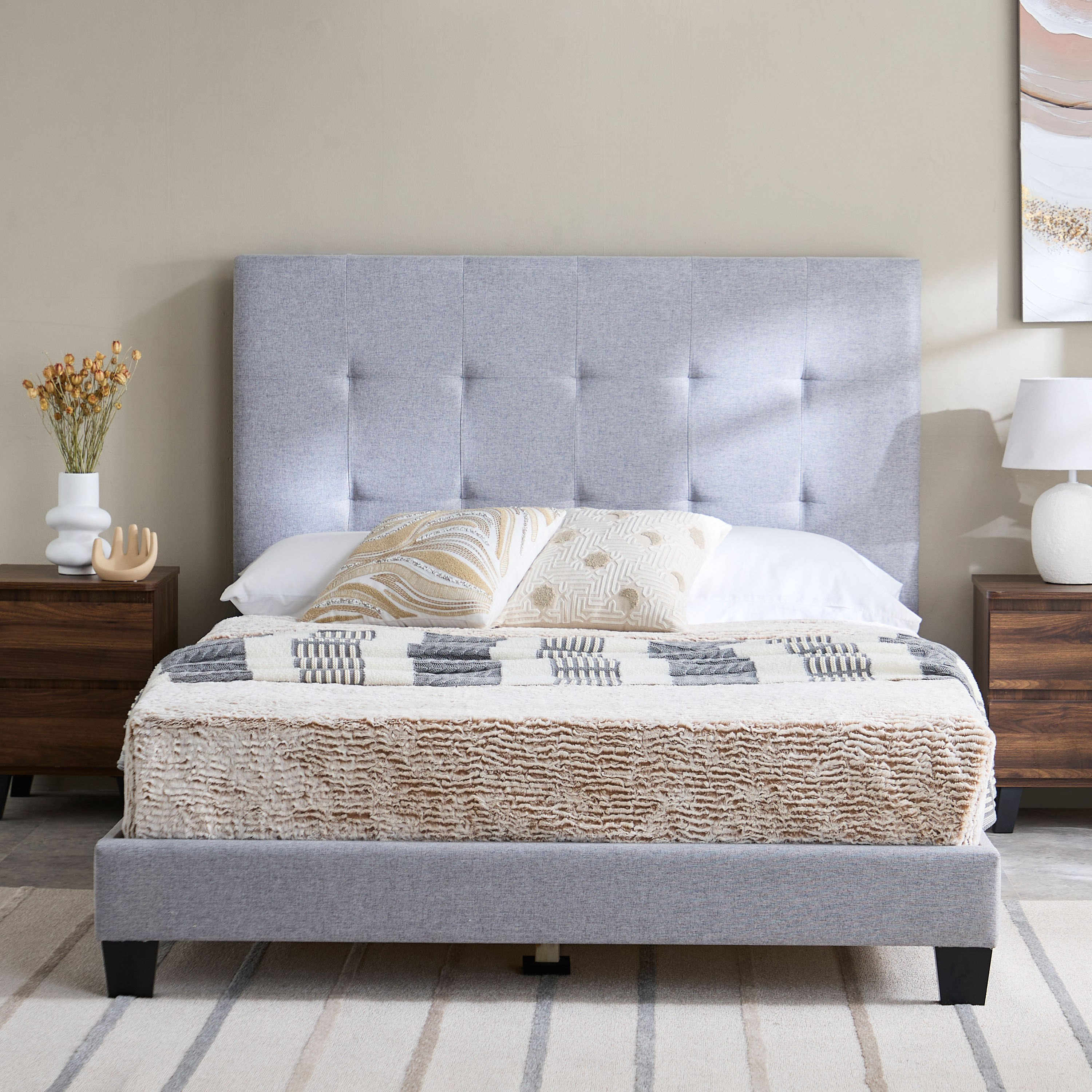 Movo Kulltorp Smart Upholstered Queen Bed - 140x200 cm-hbxbedroom-bedsandbedsets-beds-queen-image-2