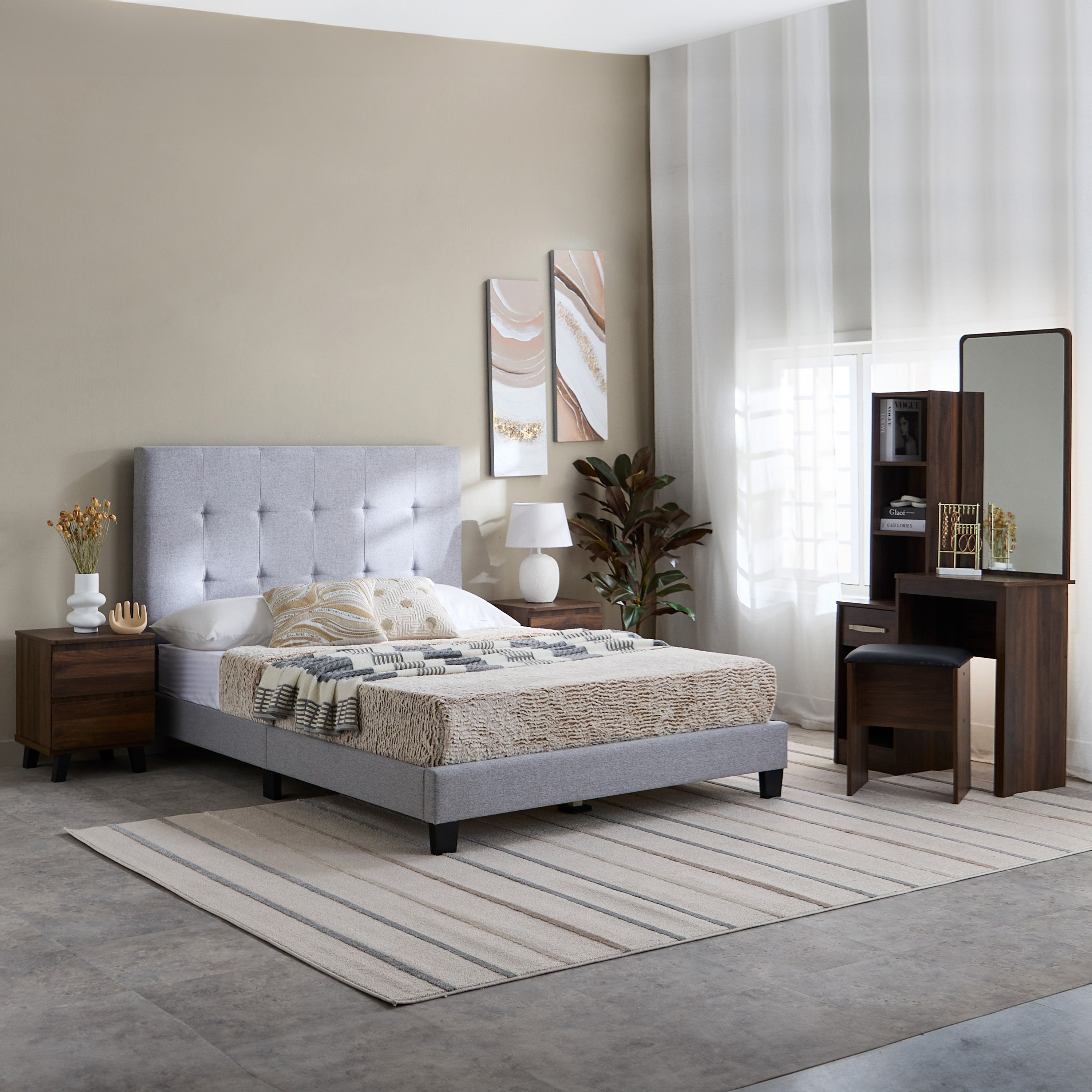 Movo Kulltorp Smart Upholstered Queen Bed - 140x200 cm-hbxbedroom-bedsandbedsets-beds-queen-image-9