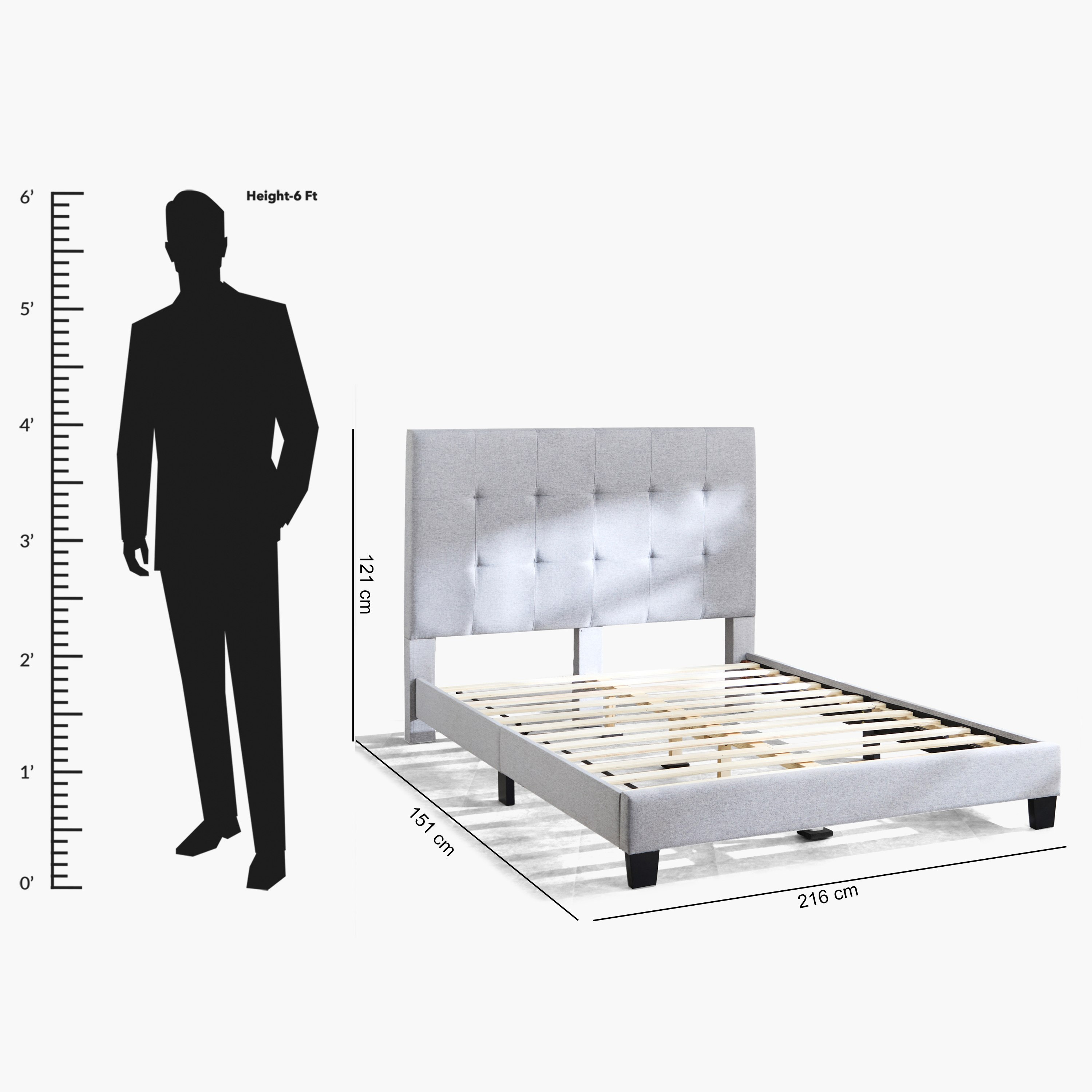 Movo Kulltorp Smart Upholstered Queen Bed - 140x200 cm-hbxbedroom-bedsandbedsets-beds-queen-image-11