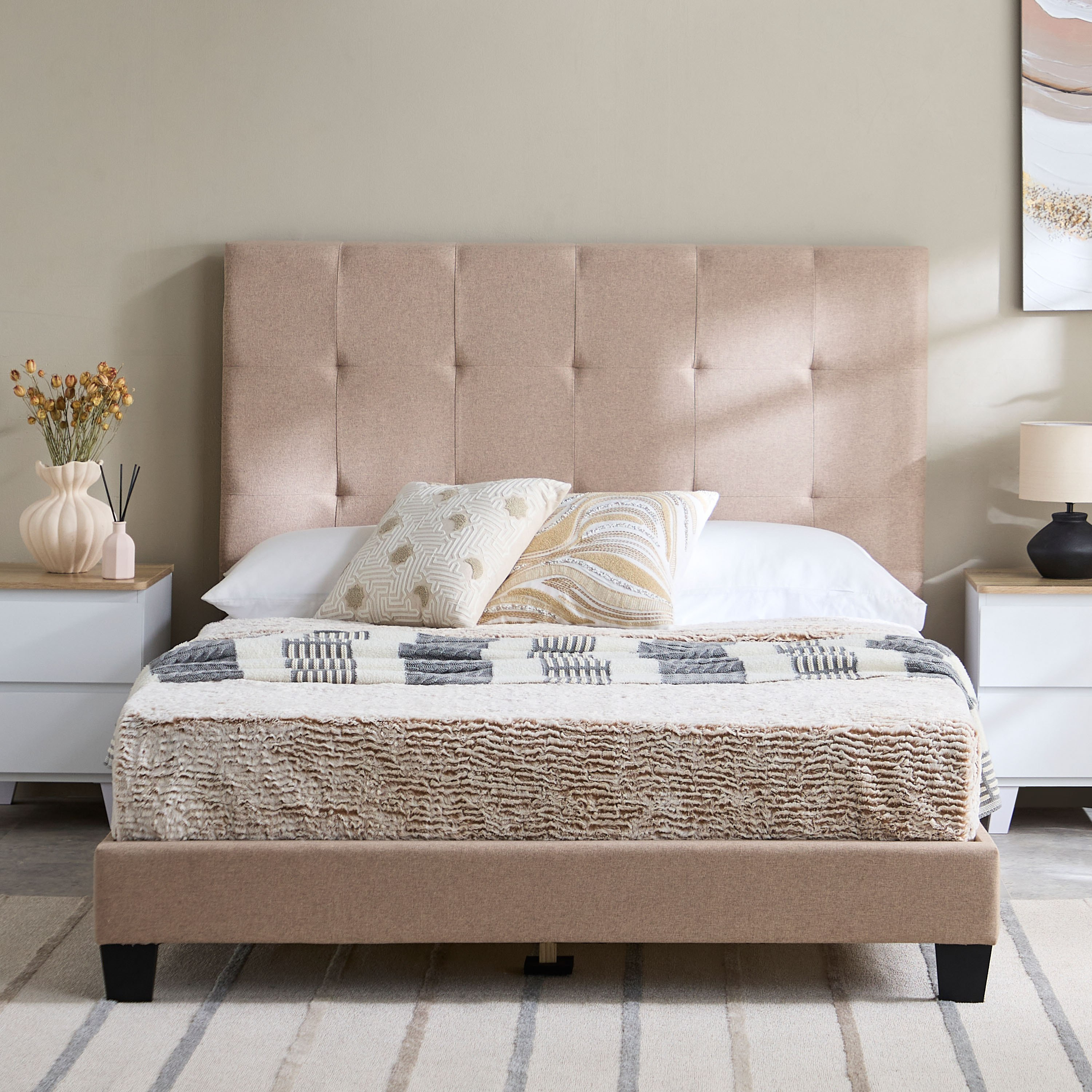 Movo Kulltorp Smart Upholstered Queen Bed - 140x200 cm-hbxbedroom-bedsandbedsets-beds-queen-image-2