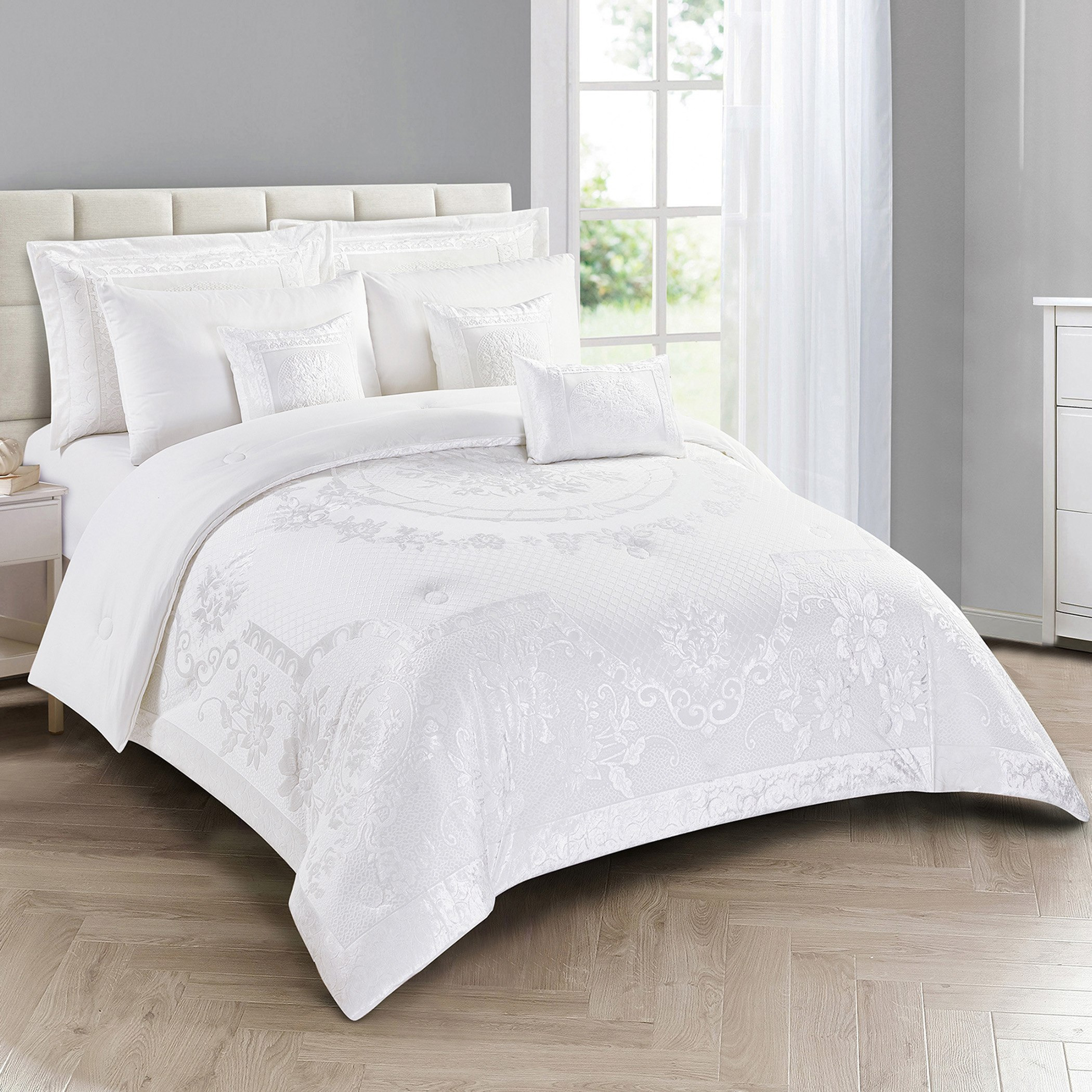 Erie 9-Piece Chenille Jacquard BIAB Super King Comforter Set - 240x240 cm-hbxhomeware-hbxbedroom-image-2