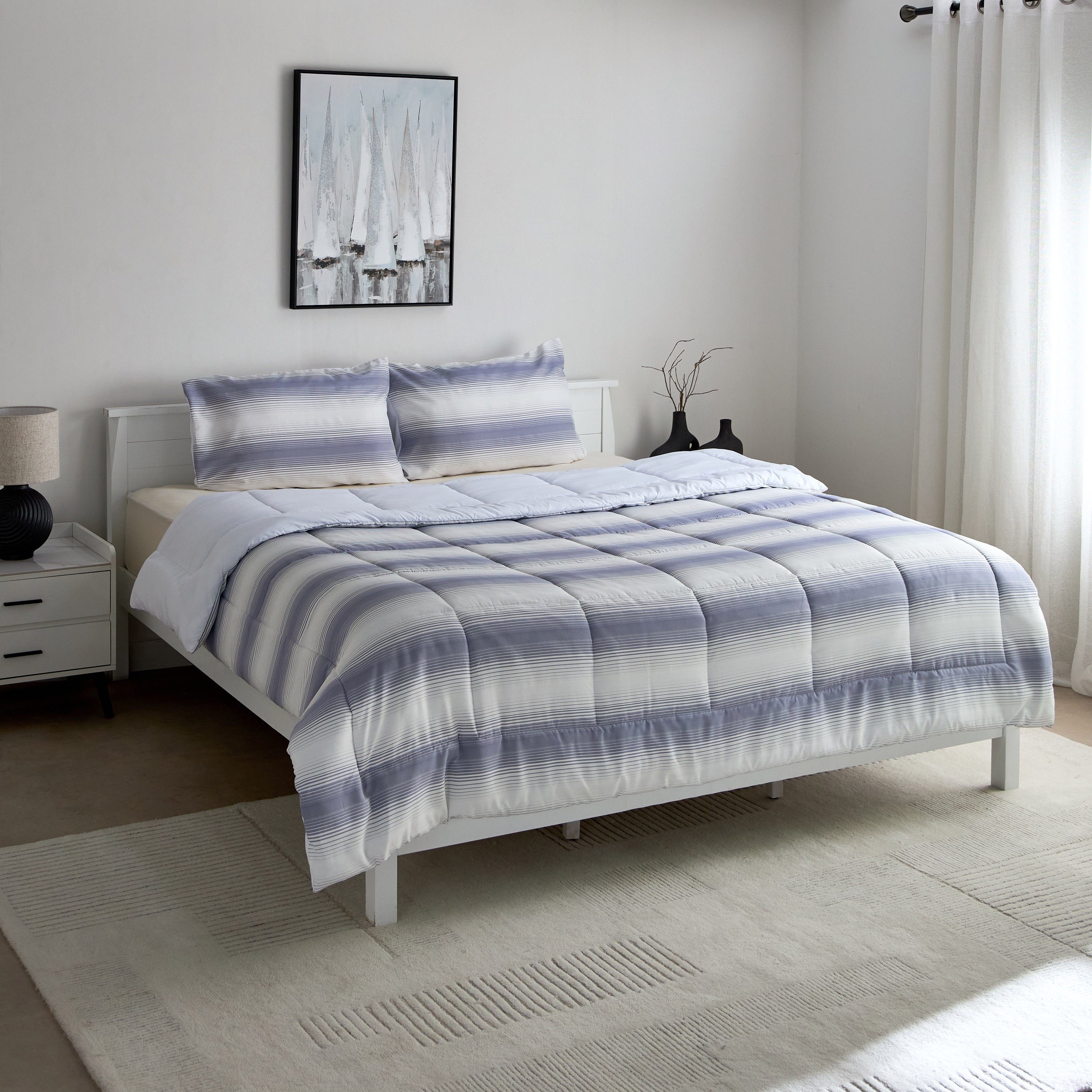 Verve Yarn Dyed Microfiber 3-Piece King Comforter Set - 220x240 cm-hbxhomeware-hbxbedroom-image-2