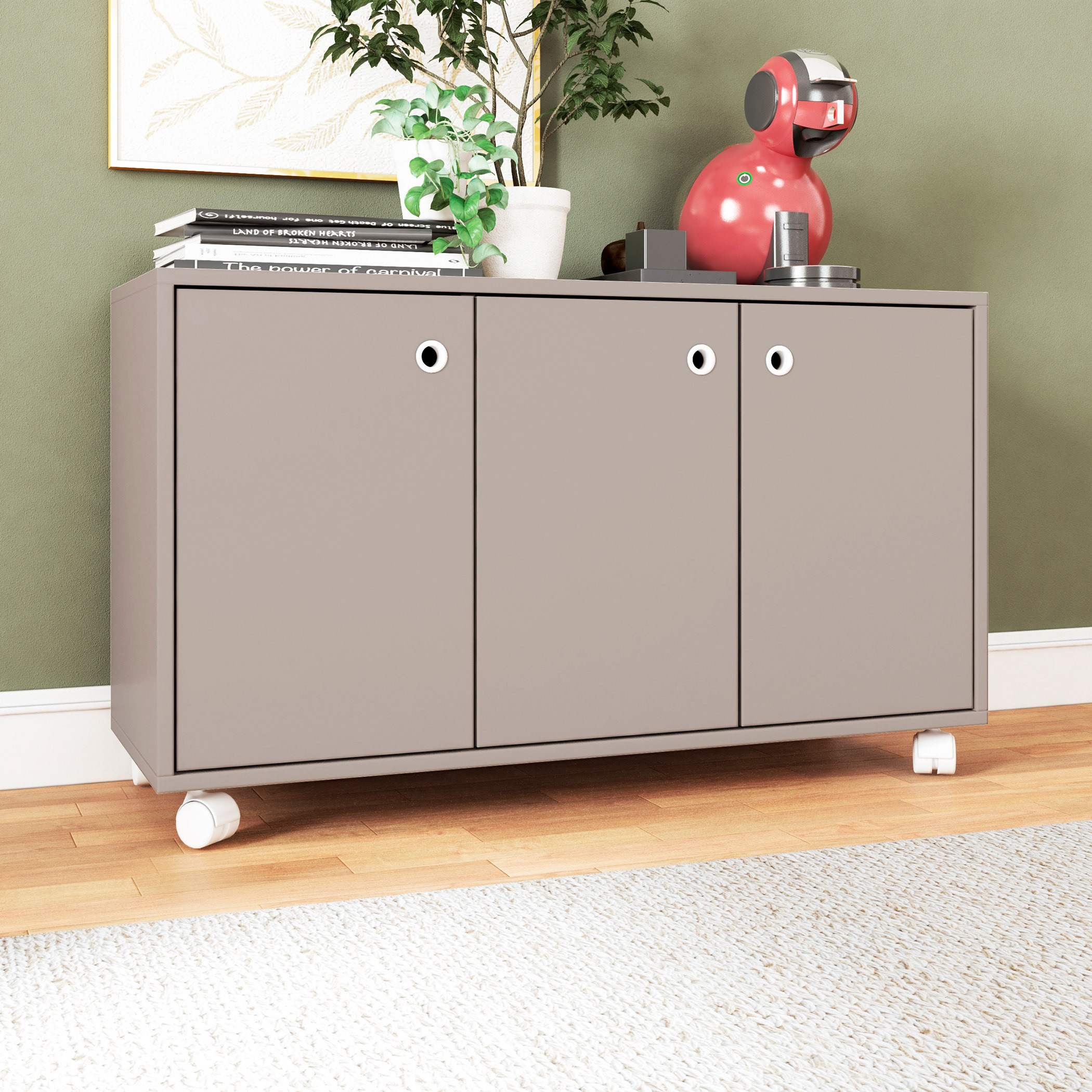 خزانة جانبية متعددة الأغراض 3 أبواب مع عجلات من بيانكا لوندرينا-hbxfurniture-diningroom-buffetsandsideboards-image-1