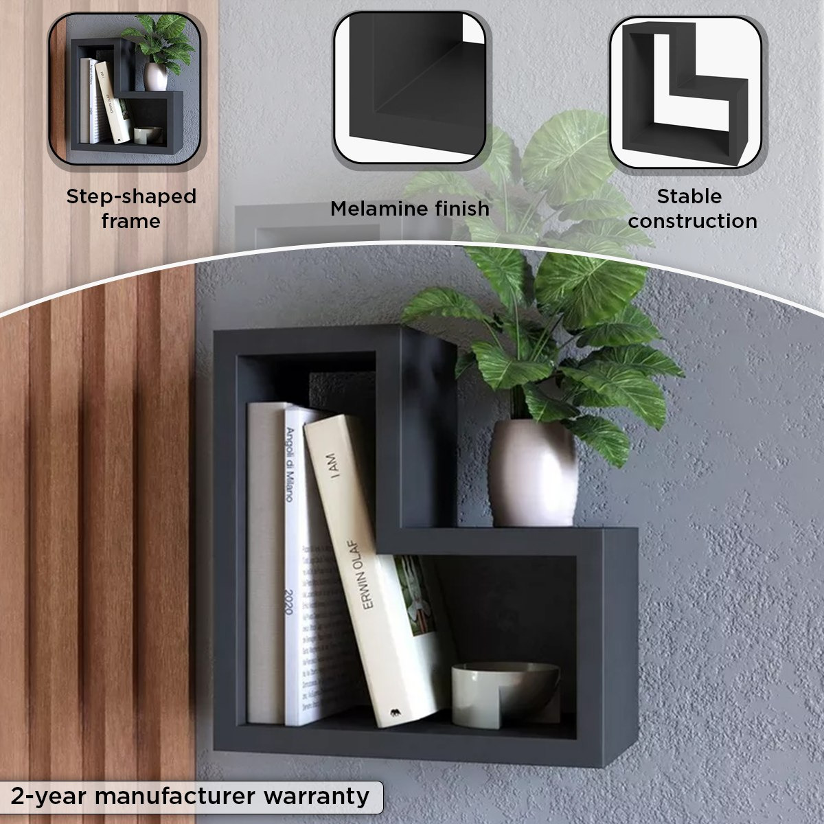 Bianca Ebony Multipurpose Step Shelf-hbxfurniture-mediaunitsandstorage-wallshelves-image-4