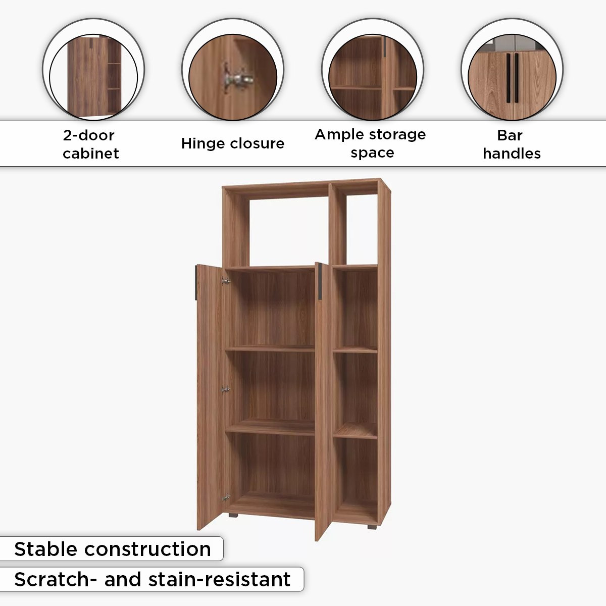خزانة كتب متعددة الأغراض ببابين وودي من بيانكا-hbxfurniture-office-bookcases-image-5