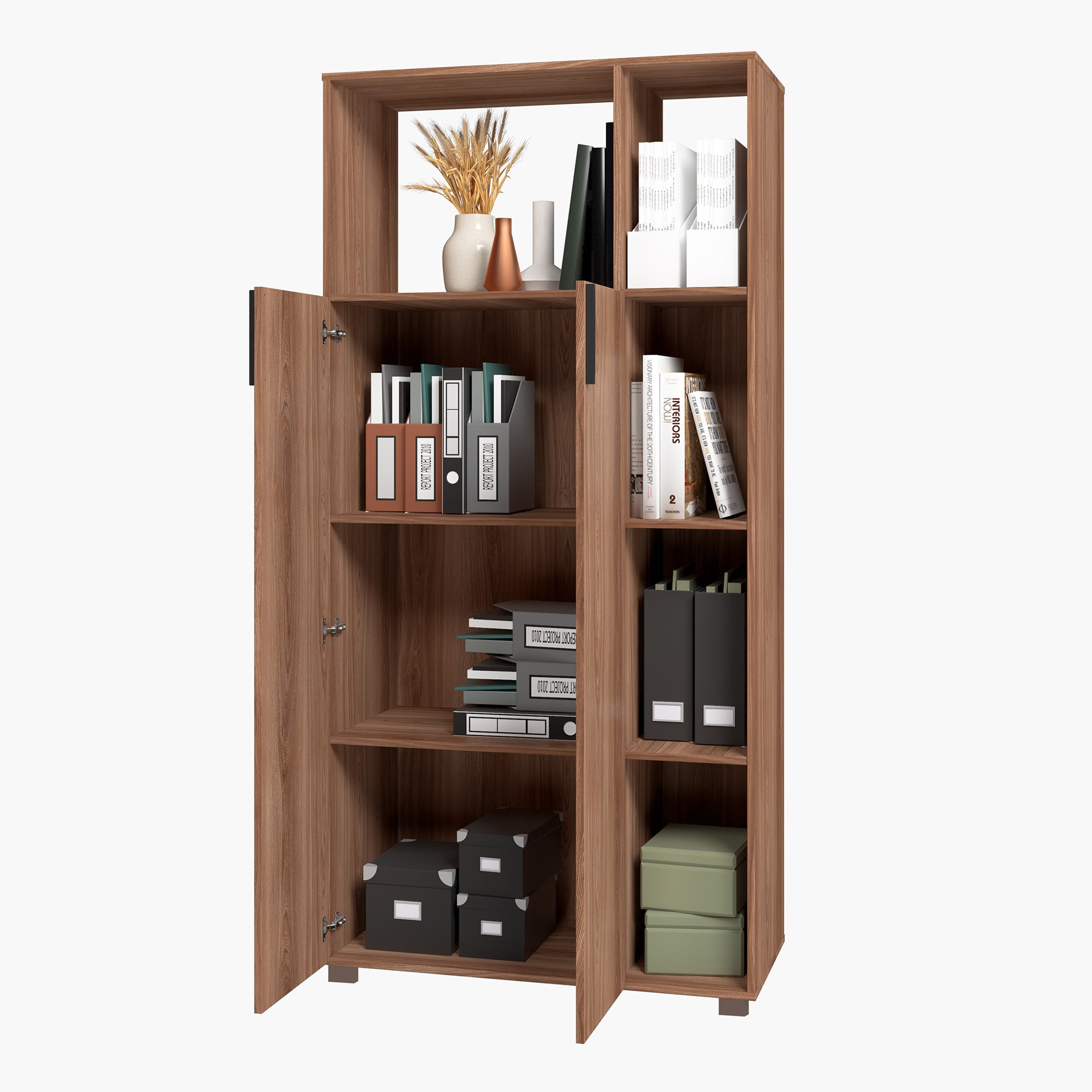 خزانة كتب متعددة الأغراض ببابين وودي من بيانكا-hbxfurniture-office-bookcases-image-6
