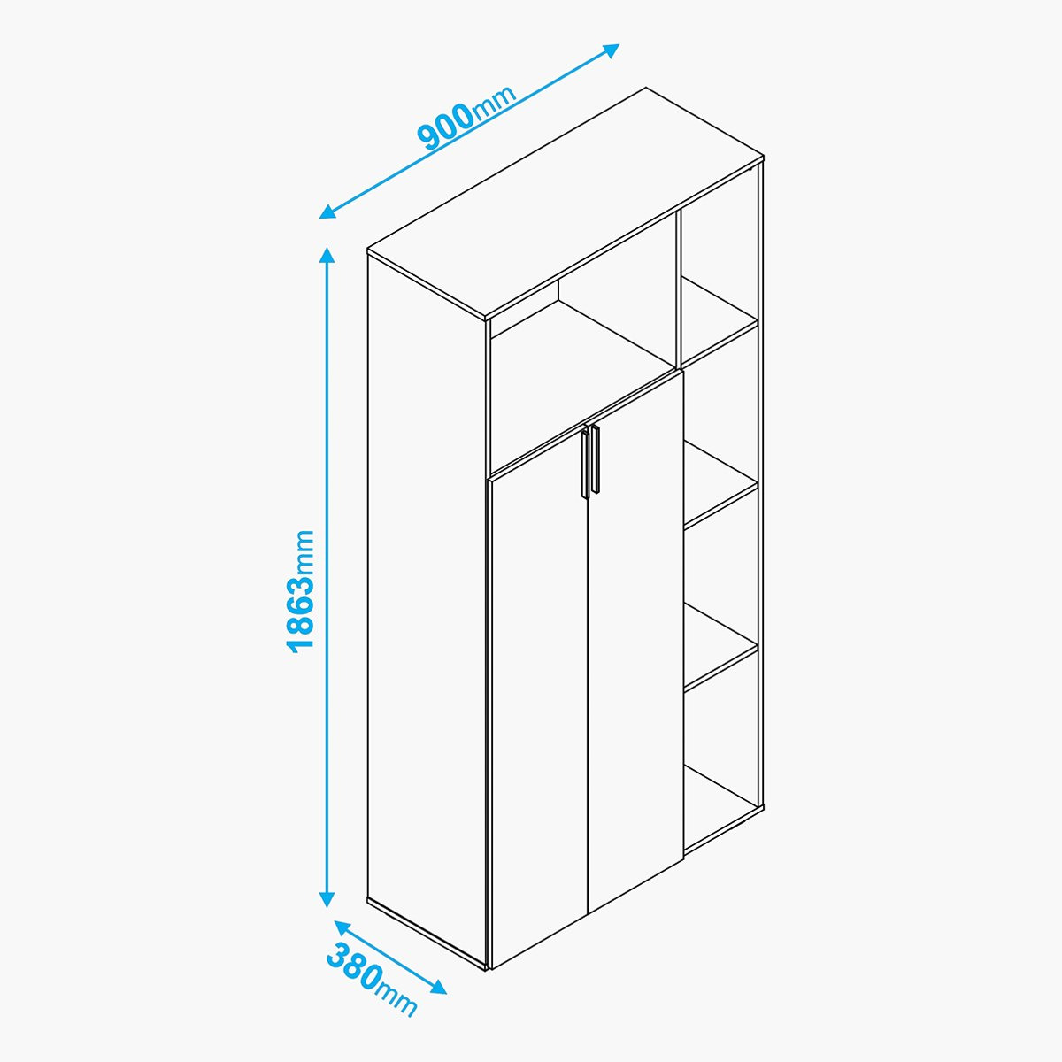 خزانة كتب متعددة الأغراض ببابين وودي من بيانكا-hbxfurniture-office-bookcases-image-9