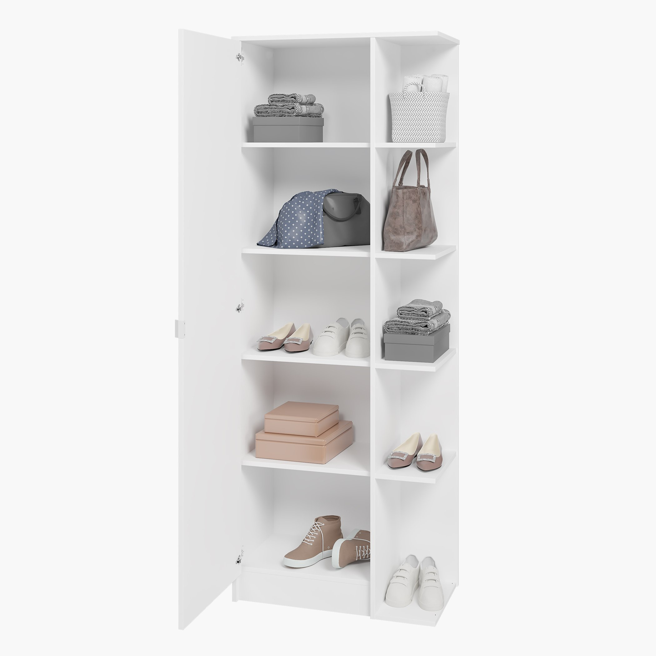 Bianca Theo 1-Door Multipurpose Cabinet with Side Rack and 5 Shelves-hbxbedroom-shoecabinetsandracks-image-2