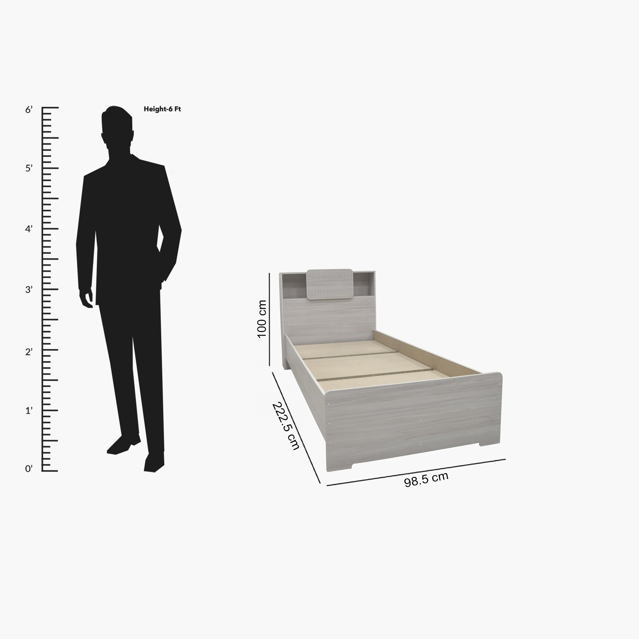 Movo Elmwood Smart Single Bed with Storage Headboard - 90x200 cm-hbxfurniture-bedsandbedsets-beds-single-image-8