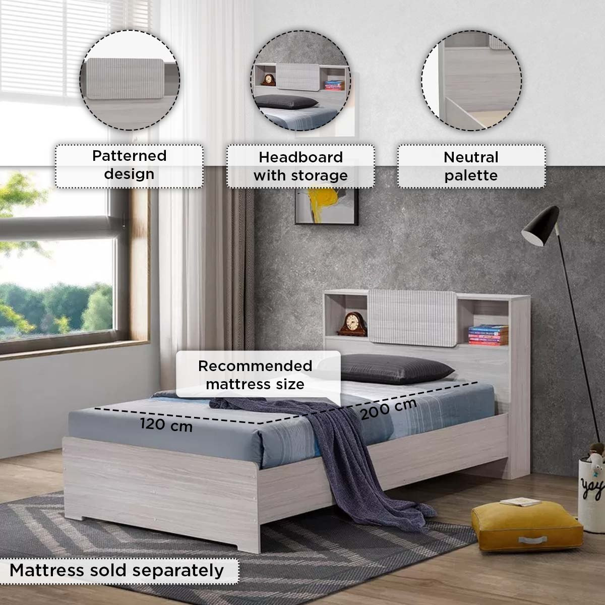 سرير توين ذكي مع لوح رأسي بمساحة تخزين - إلموود من موڤو - 120×200 سم-hbxbedroom-bedsandbedsets-beds-twin-image-9