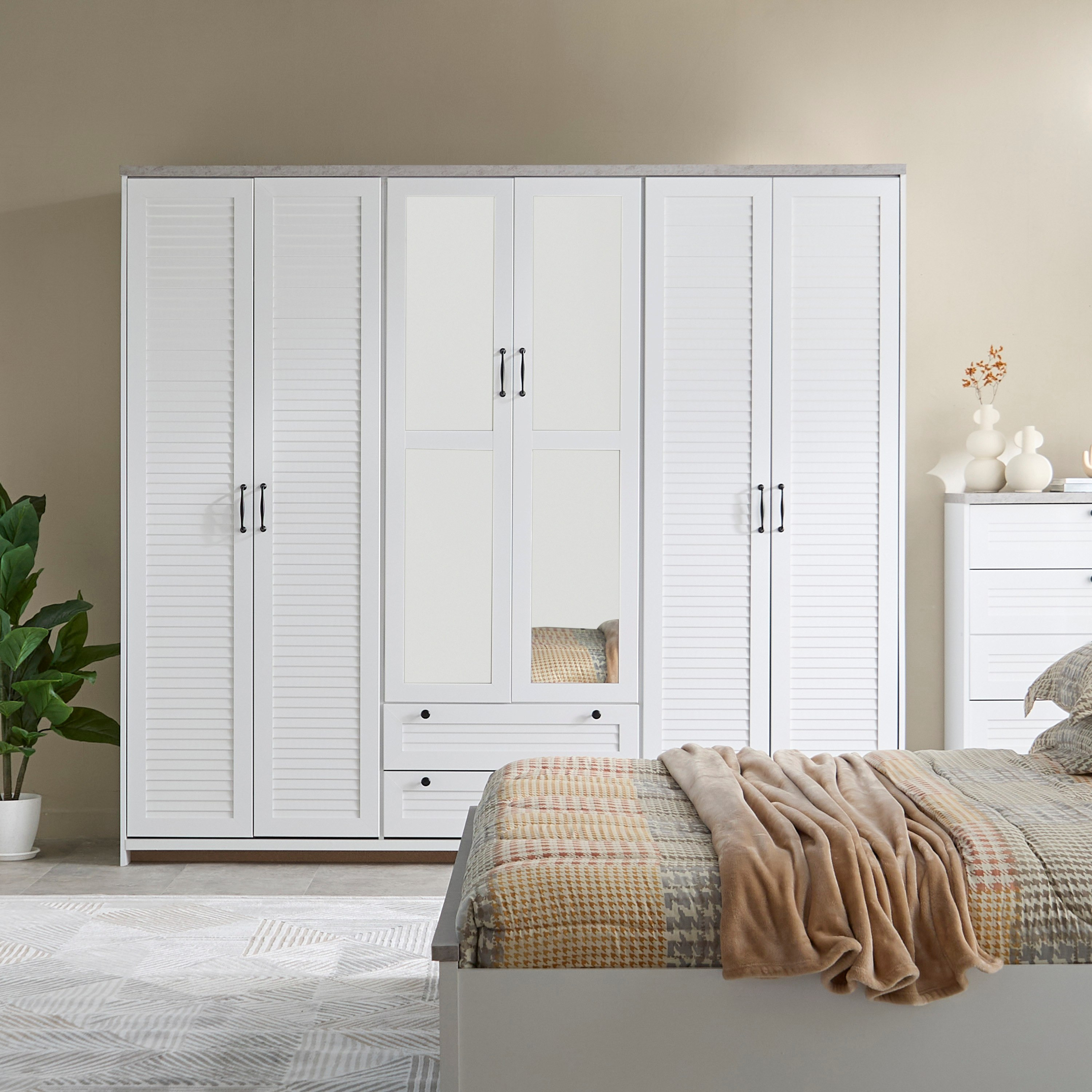 خزانة ملابس 6 أبواب مع درجين ومرايا - لوفيا من موڤو-hbxfurniture-wardrobes-image-10