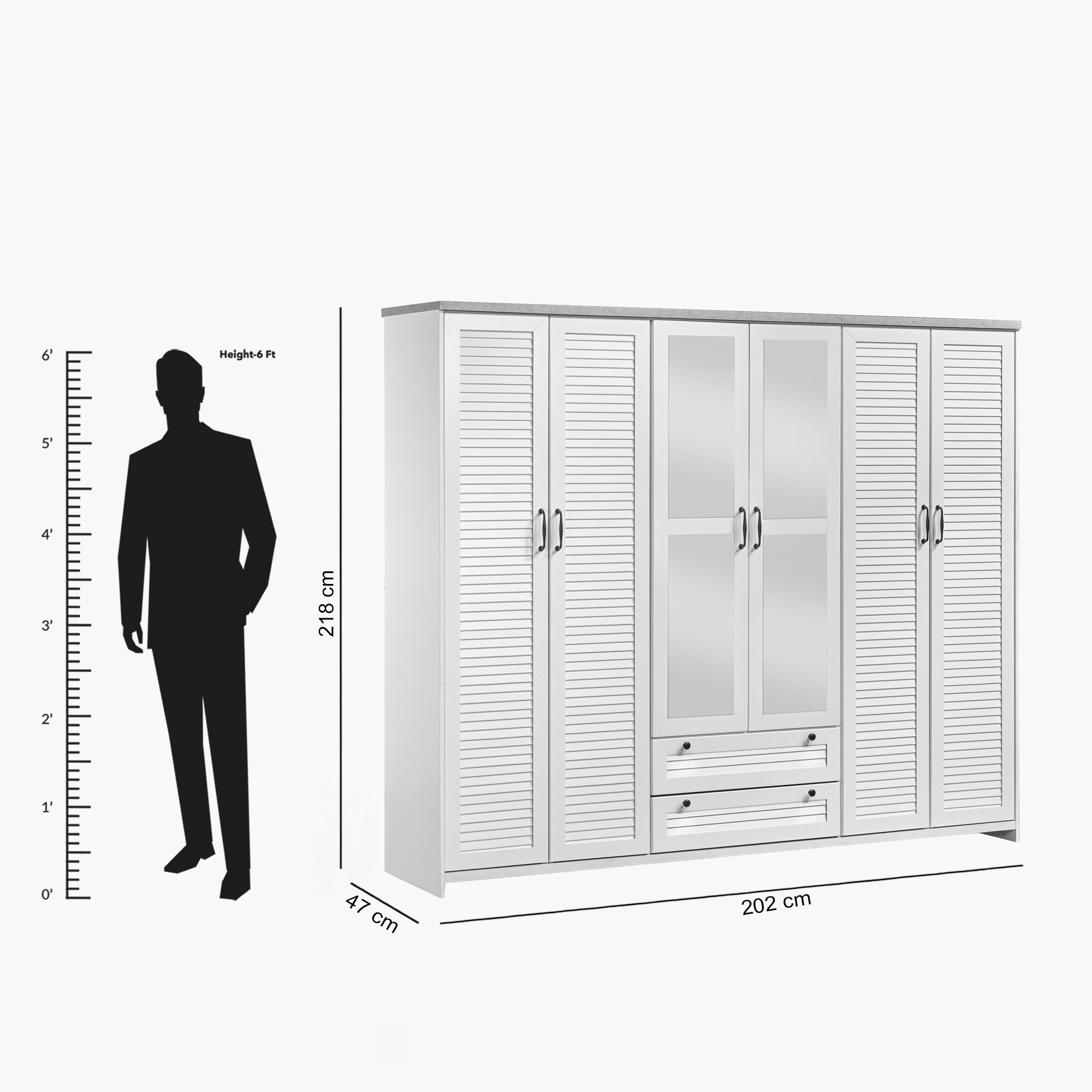 خزانة ملابس 6 أبواب مع درجين ومرايا - لوفيا من موڤو-hbxfurniture-wardrobes-image-12