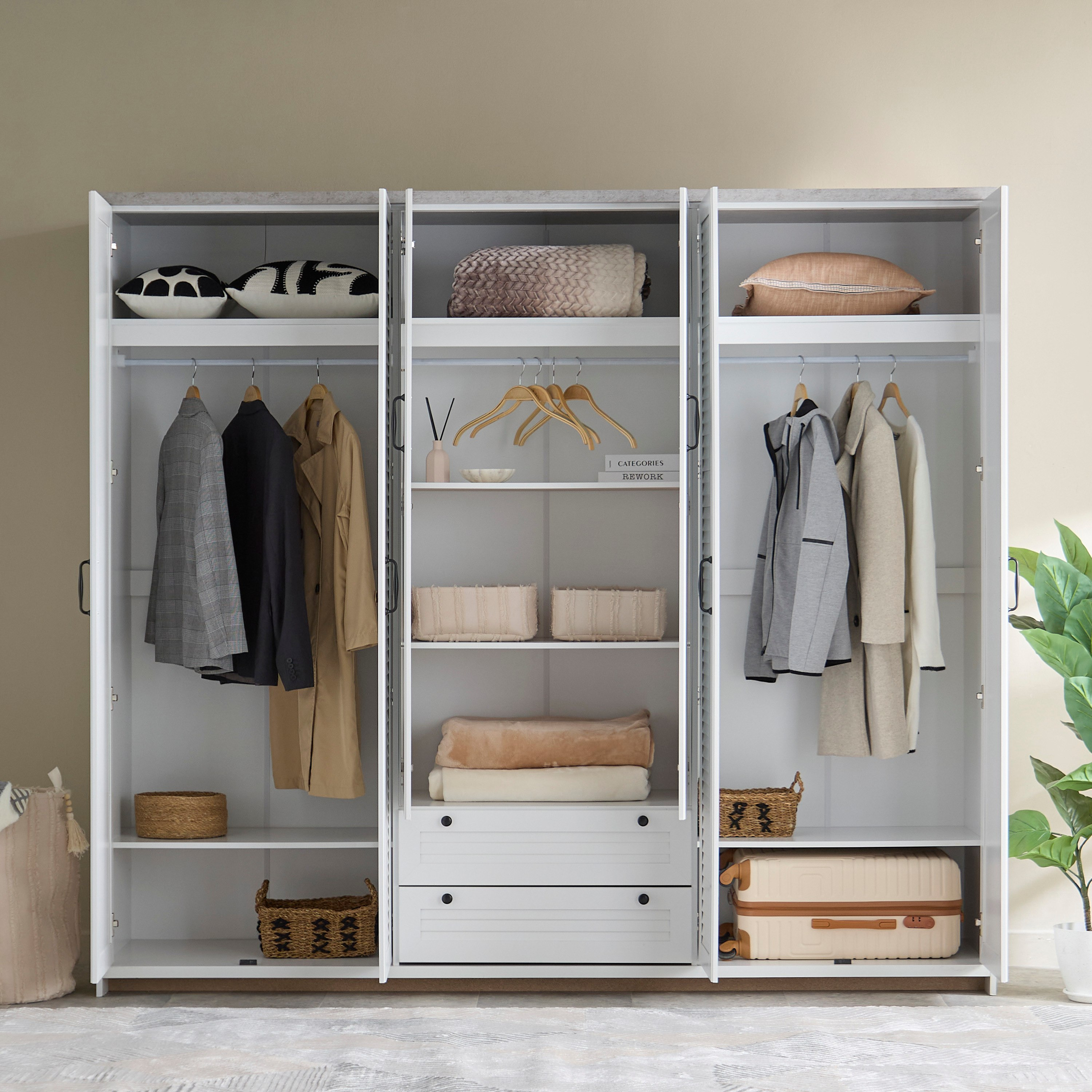 خزانة ملابس 6 أبواب مع درجين ومرايا - لوفيا من موڤو-hbxfurniture-wardrobes-image-3
